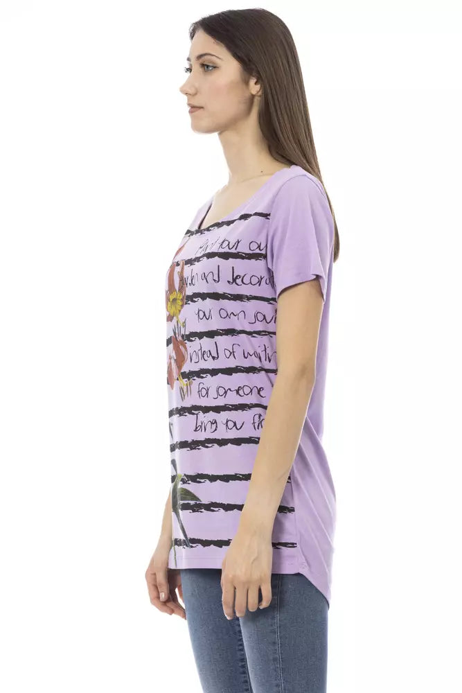 Trussardi Action Purple Cotton Women T-Shirt.