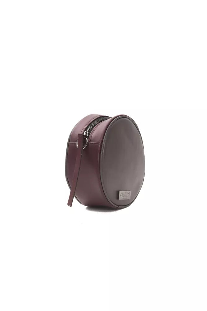 Pompei Donatella Chic Burgundy Small Oval Crossbody Bag.