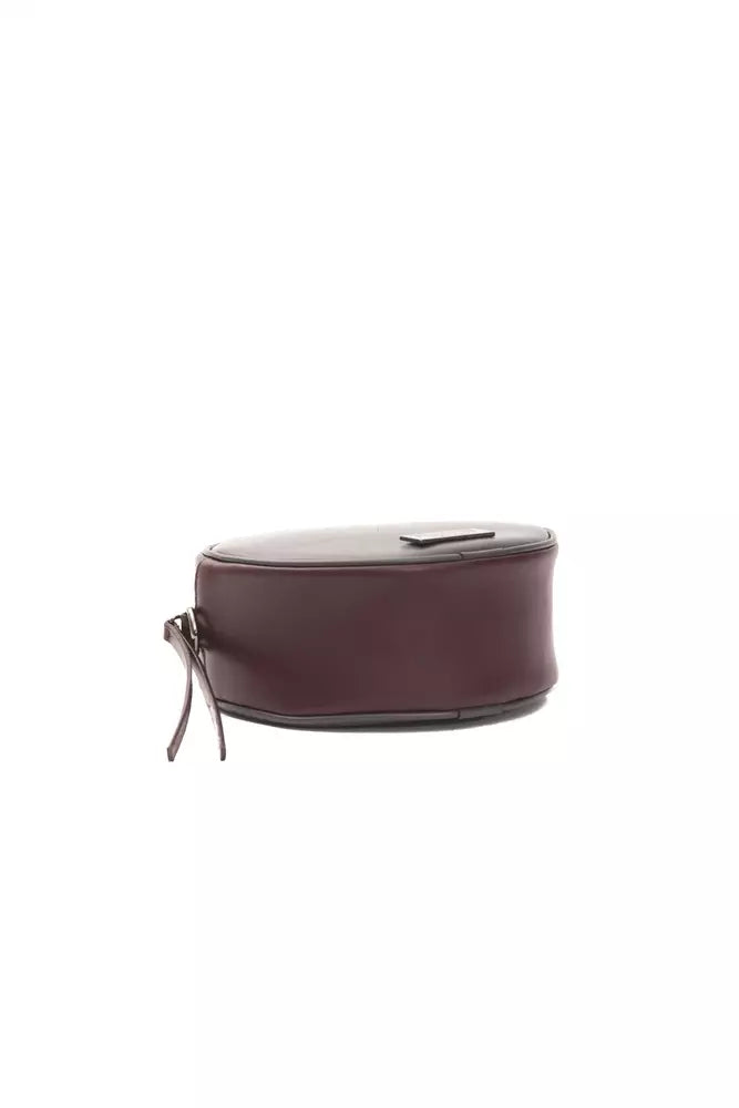 Pompei Donatella Chic Burgundy Small Oval Crossbody Bag.