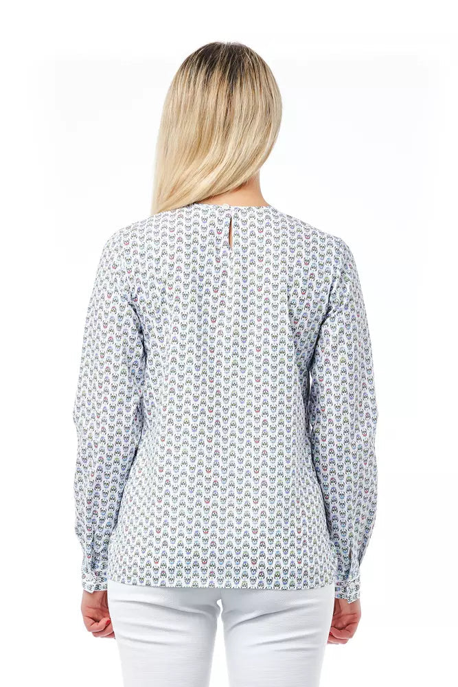 Bagutta White Cotton Women Shirt with Skull Print Closure Detail.