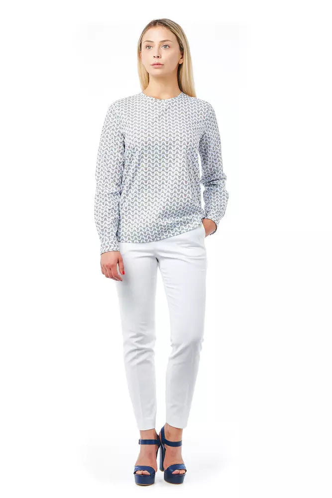 Bagutta White Cotton Women Shirt with Skull Print Closure Detail.