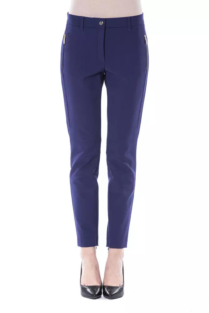 BYBLOS Blue Polyester Women's Slim Fit Pant.