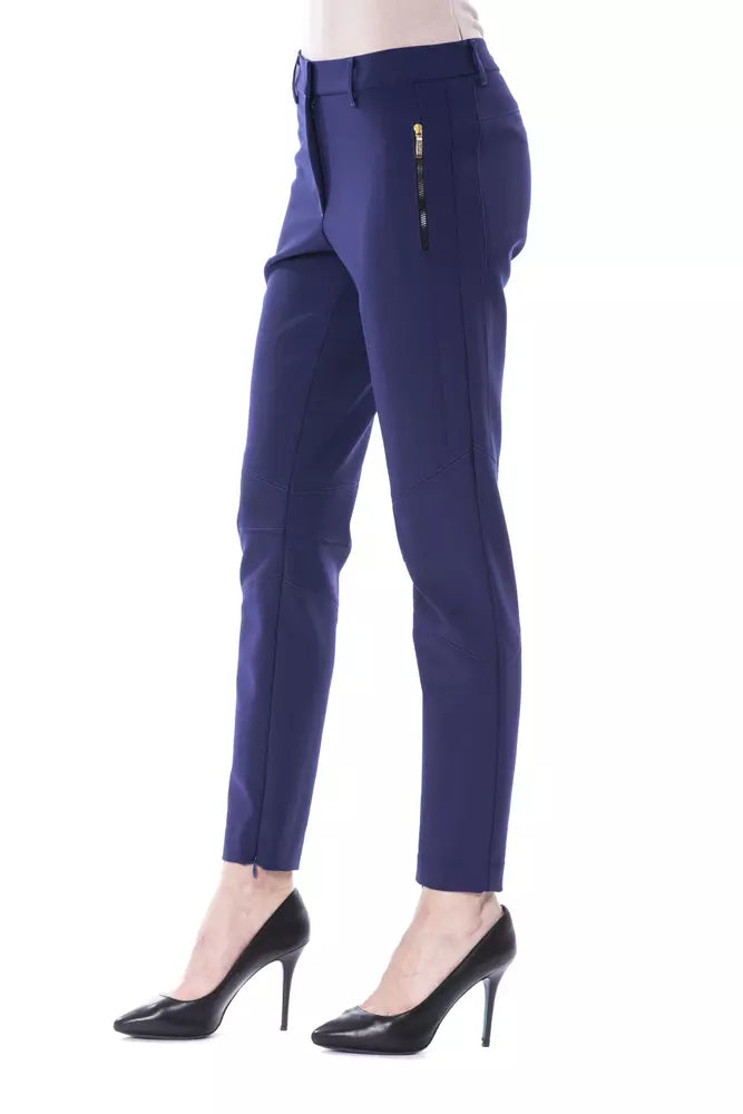 BYBLOS Blue Polyester Women's Slim Fit Pant.