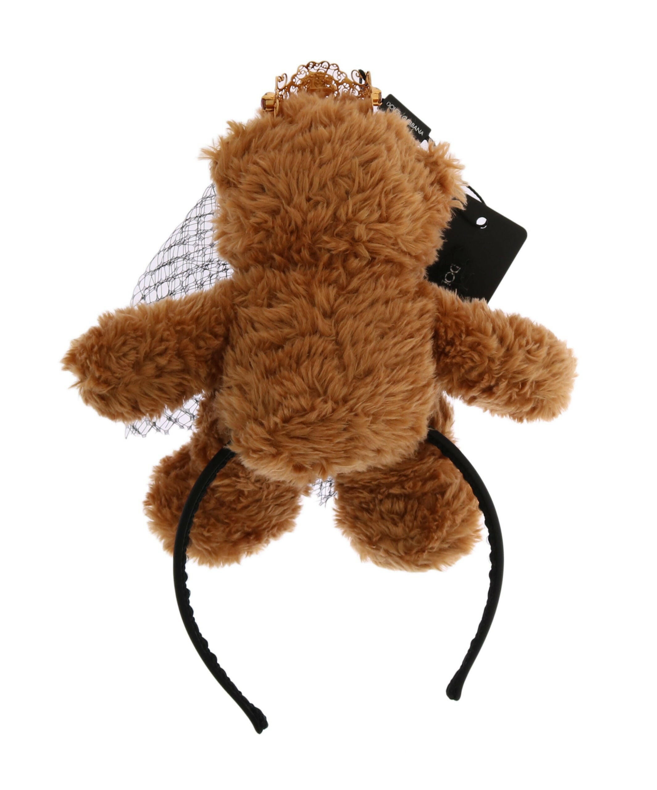 Dolce & Gabbana Teddy Bear Gold Crystal  Crown Tiara Diadem Hair Band.
