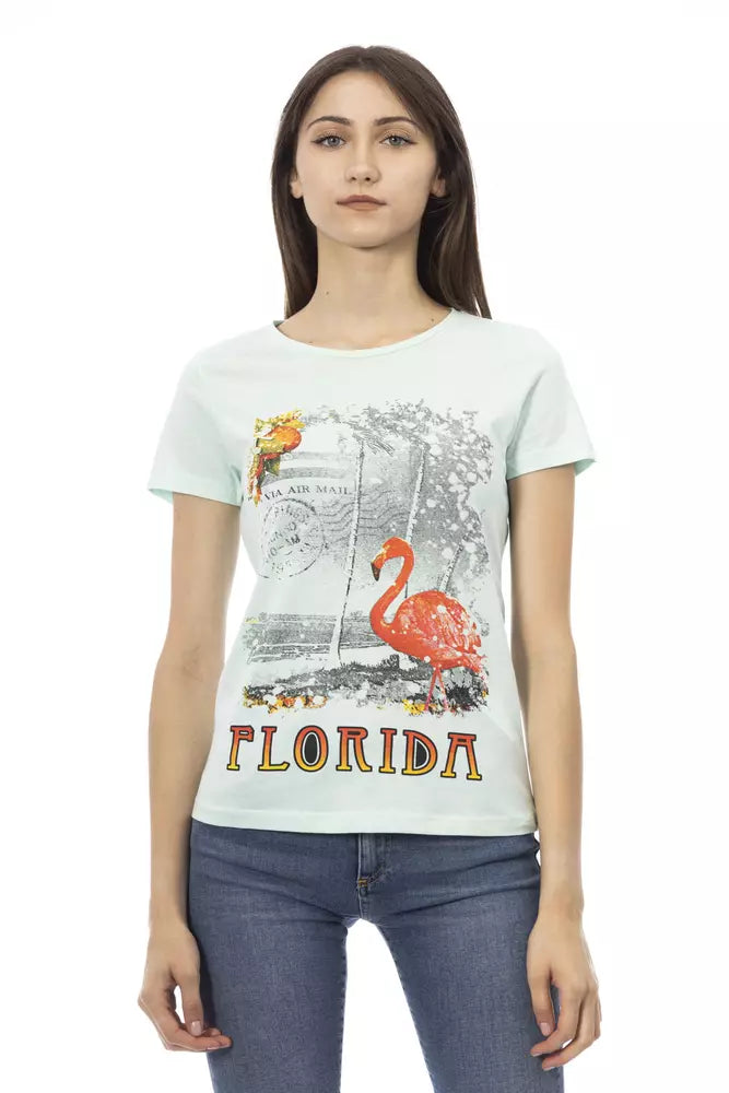 Trussardi Action Light Blue Cotton Women T-Shirt.