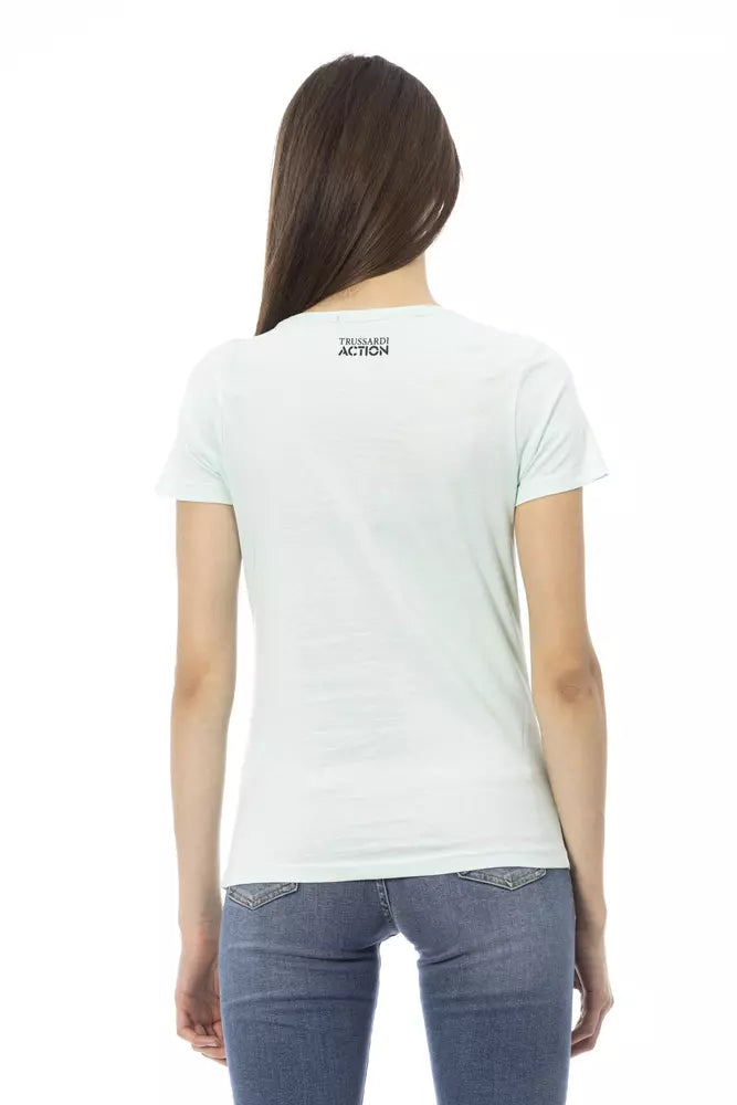Trussardi Action Light Blue Cotton Women T-Shirt.