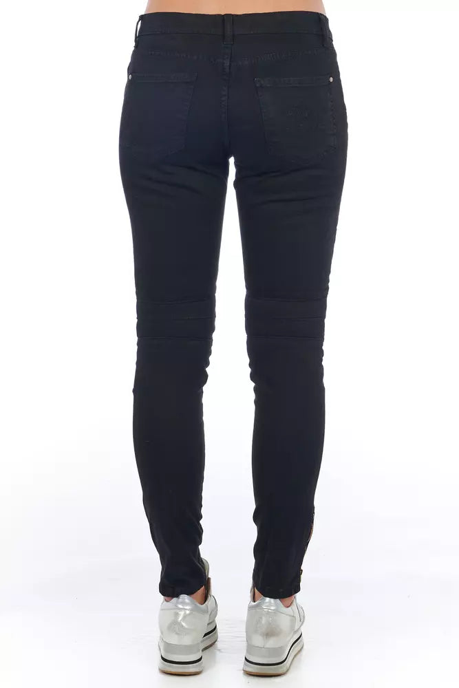 Frankie Morello Black Cotton Women Jeans.