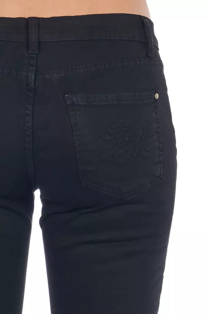Frankie Morello Black Cotton Women Jeans.