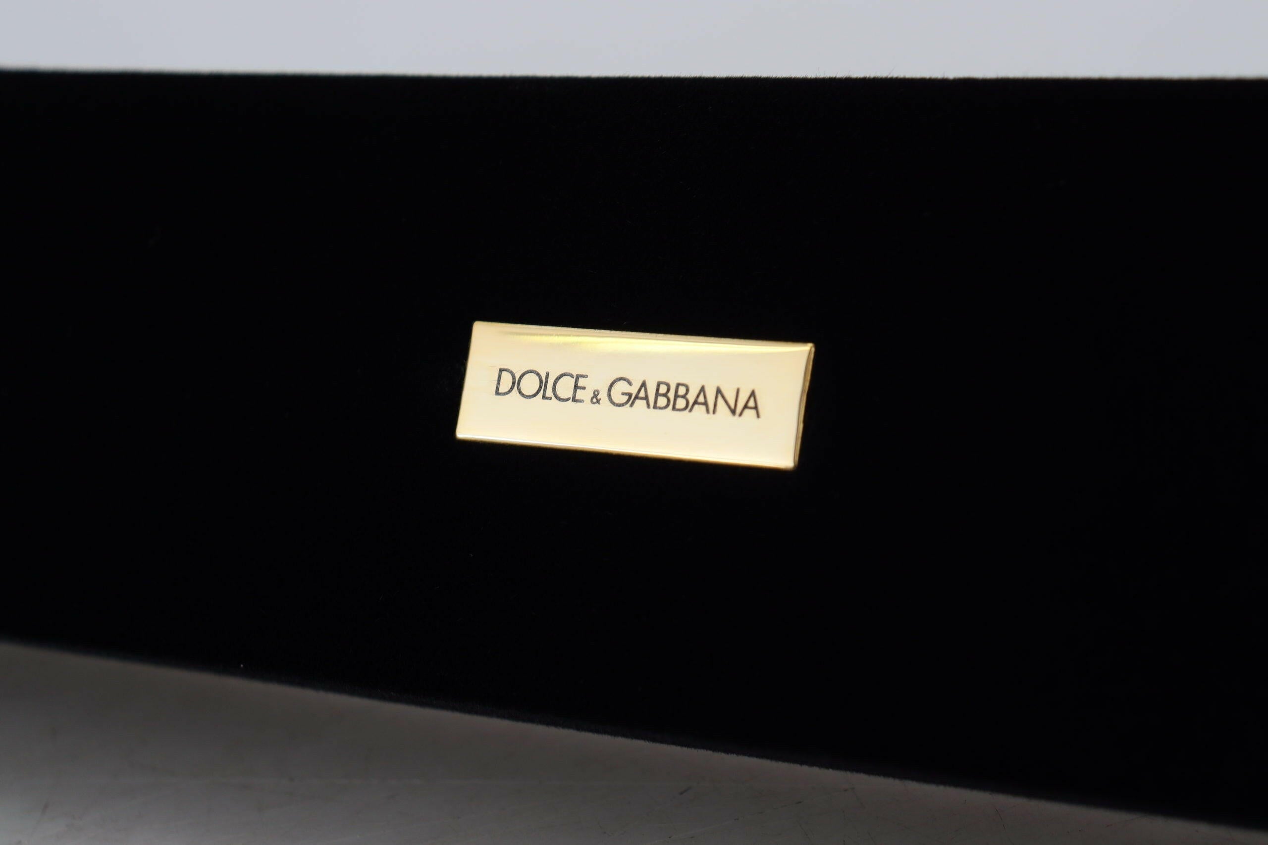 Dolce & Gabbana Black Velvet Logo Plaque Storage Bracelet Jewelry Box.