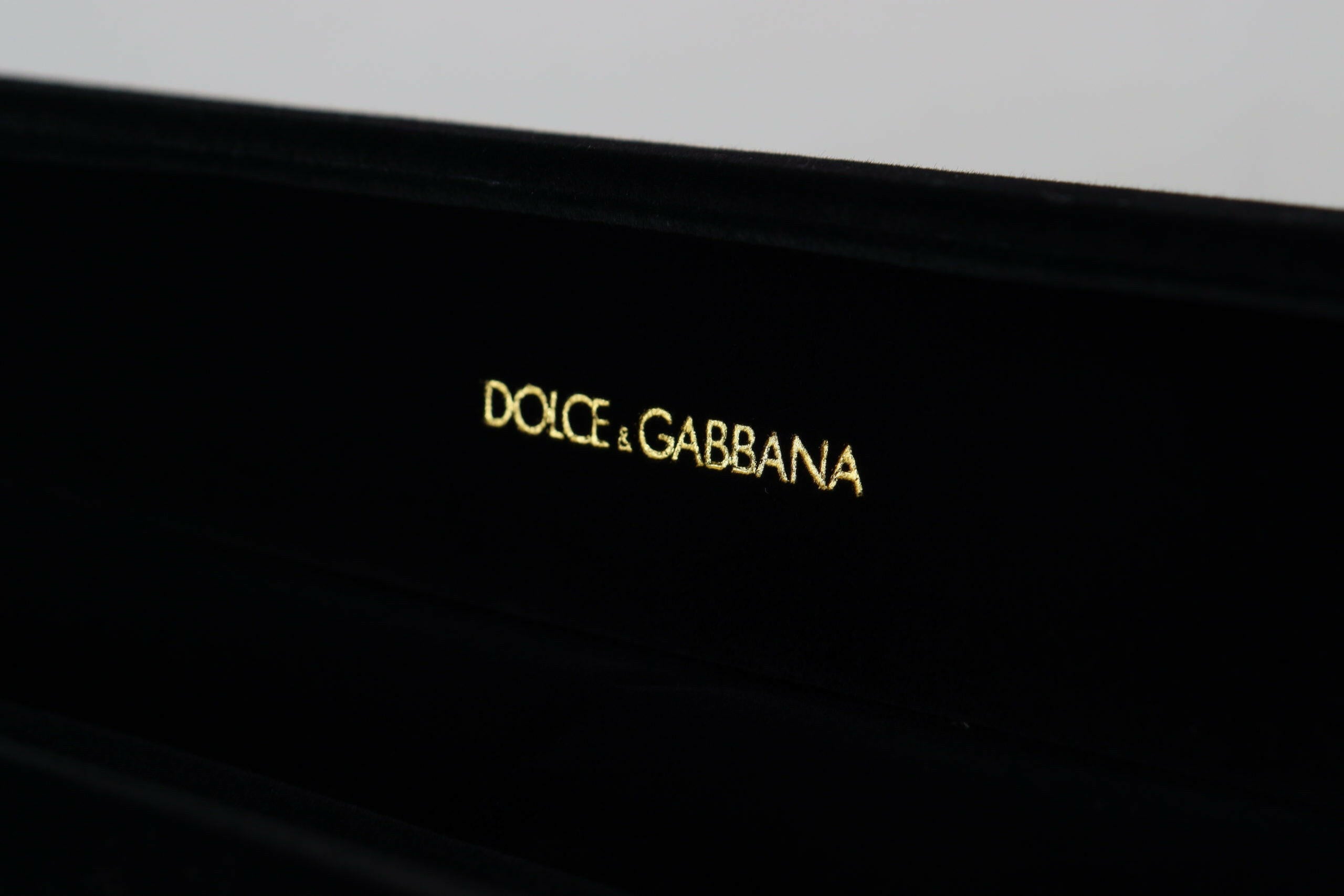Dolce & Gabbana Black Velvet Logo Plaque Storage Bracelet Jewelry Box.