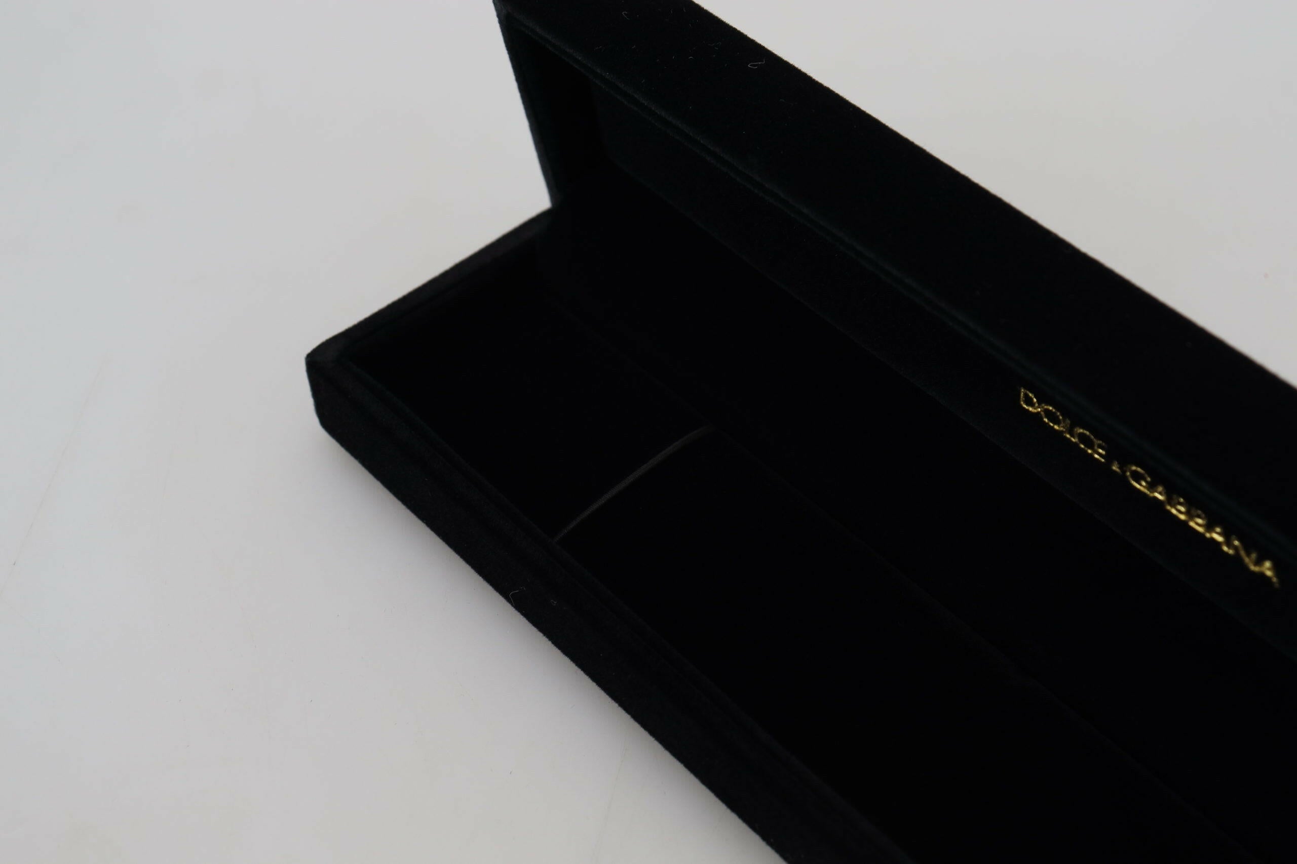 Dolce & Gabbana Black Velvet Logo Plaque Storage Bracelet Jewelry Box.