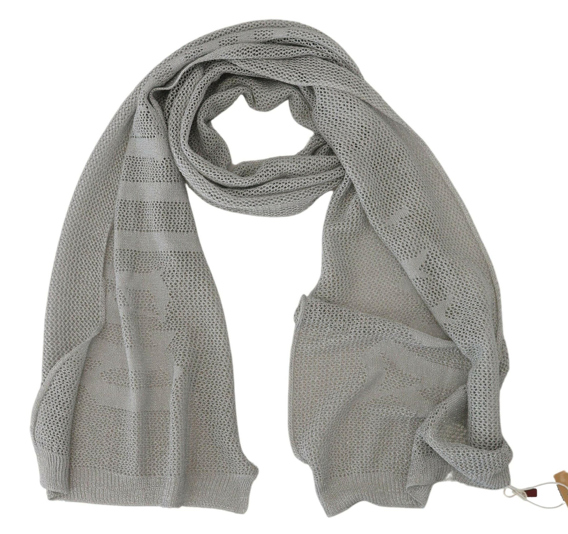 John Galliano Gray Logo Knitted Neck Wrap Shawl Foulard Scarf.