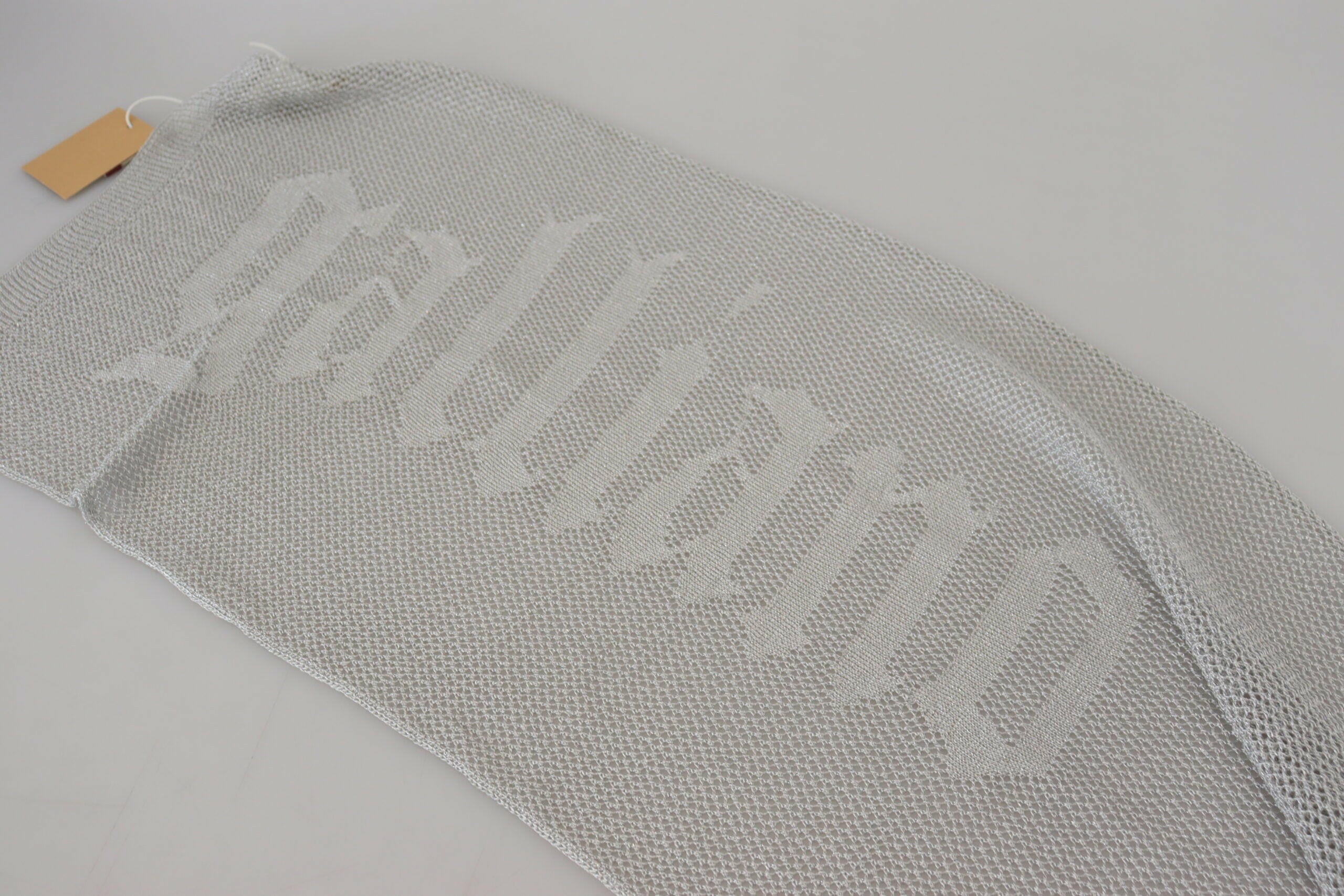 John Galliano Gray Logo Knitted Neck Wrap Shawl Foulard Scarf.