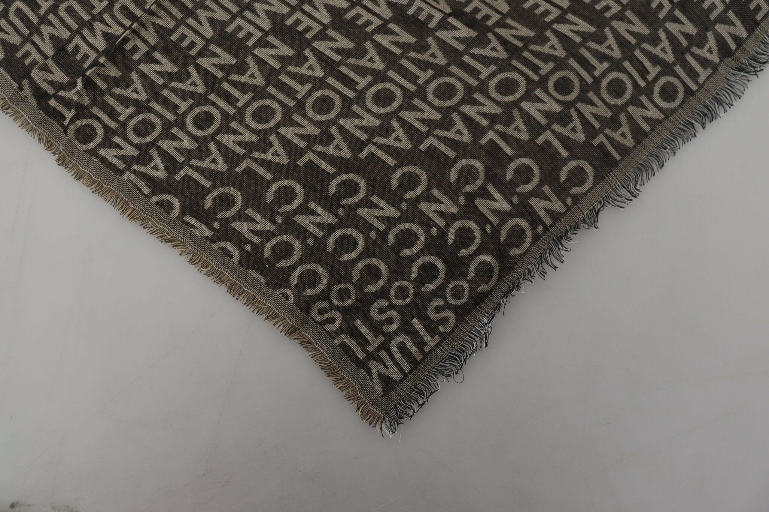 Costume National Gray Logo Knit Neck Wrap Shawl Scarf.