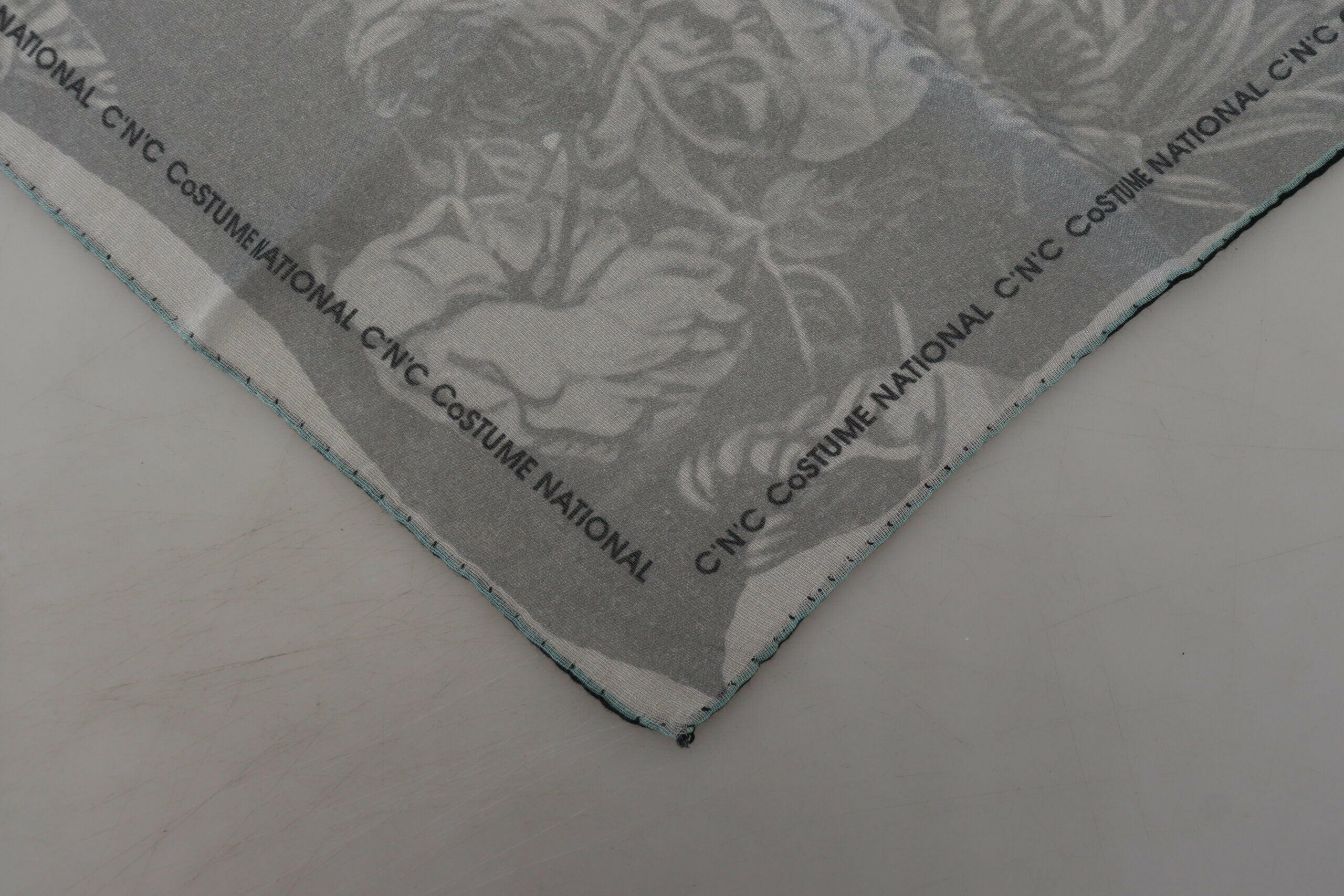 Costume National Gray Print Shawl Foulard Branded Scarf.