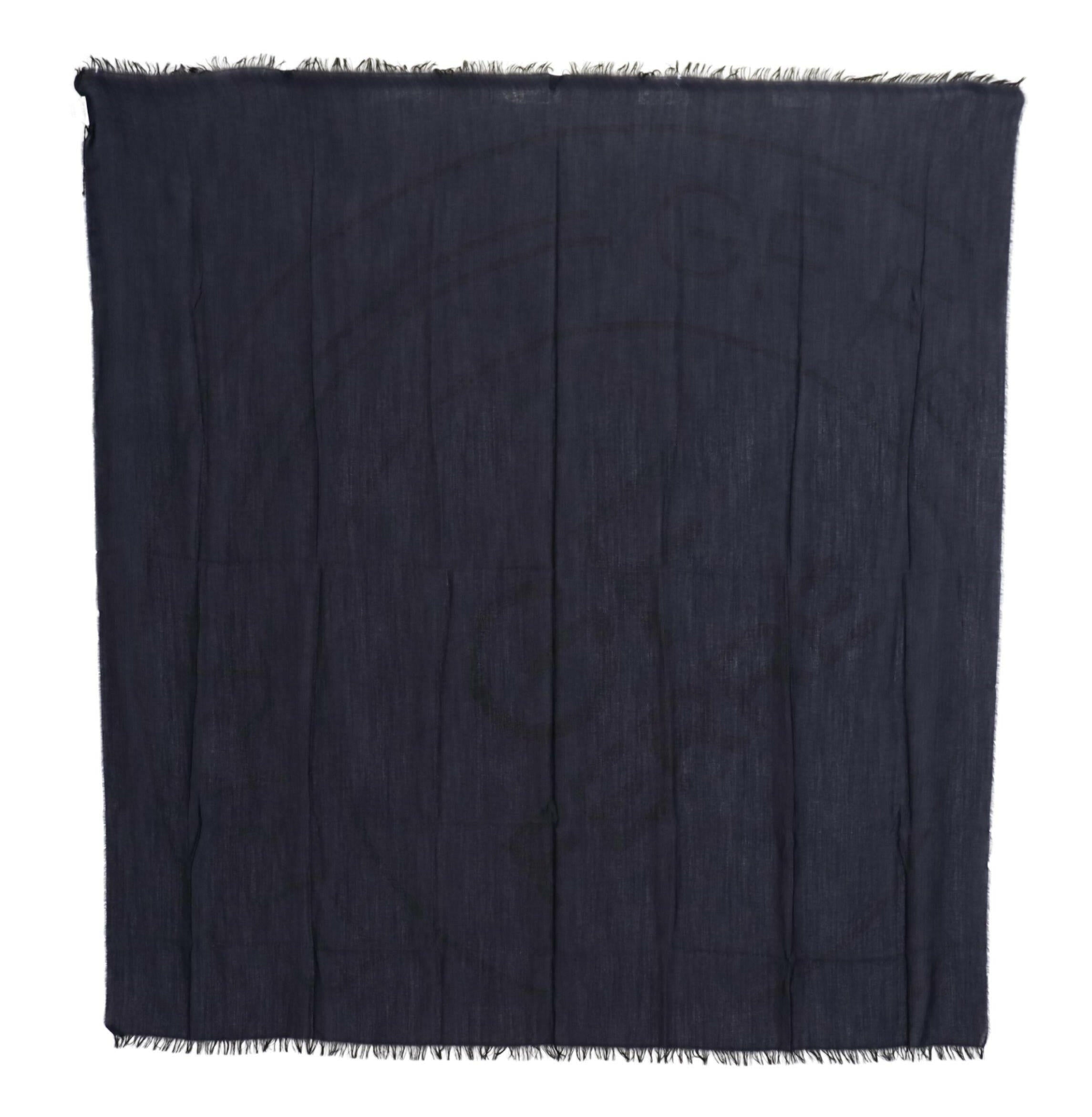 GF Ferre Dark Blue Wool Neck Wrap Shawl Fringes Scarf.