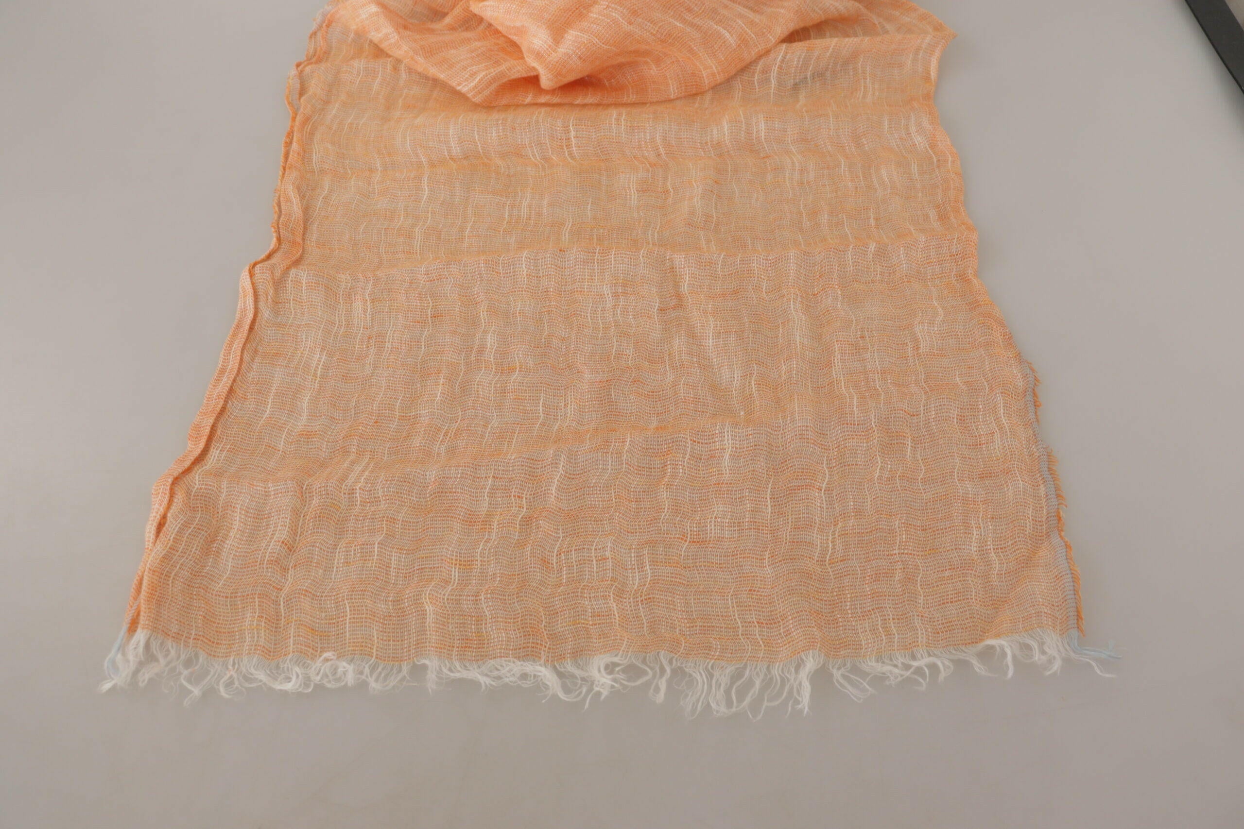 Malo Peach Linen Knitted Shawl Wrap Fringes Scarf.