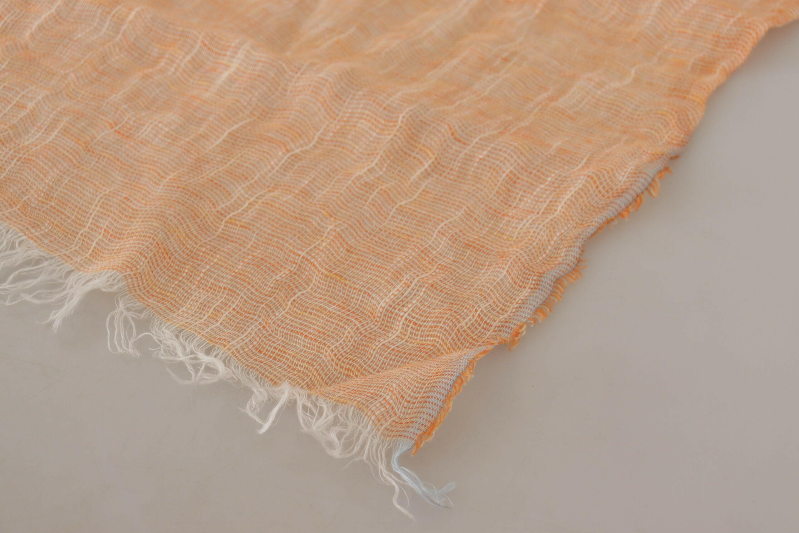 Malo Peach Linen Knitted Shawl Wrap Fringes Scarf.