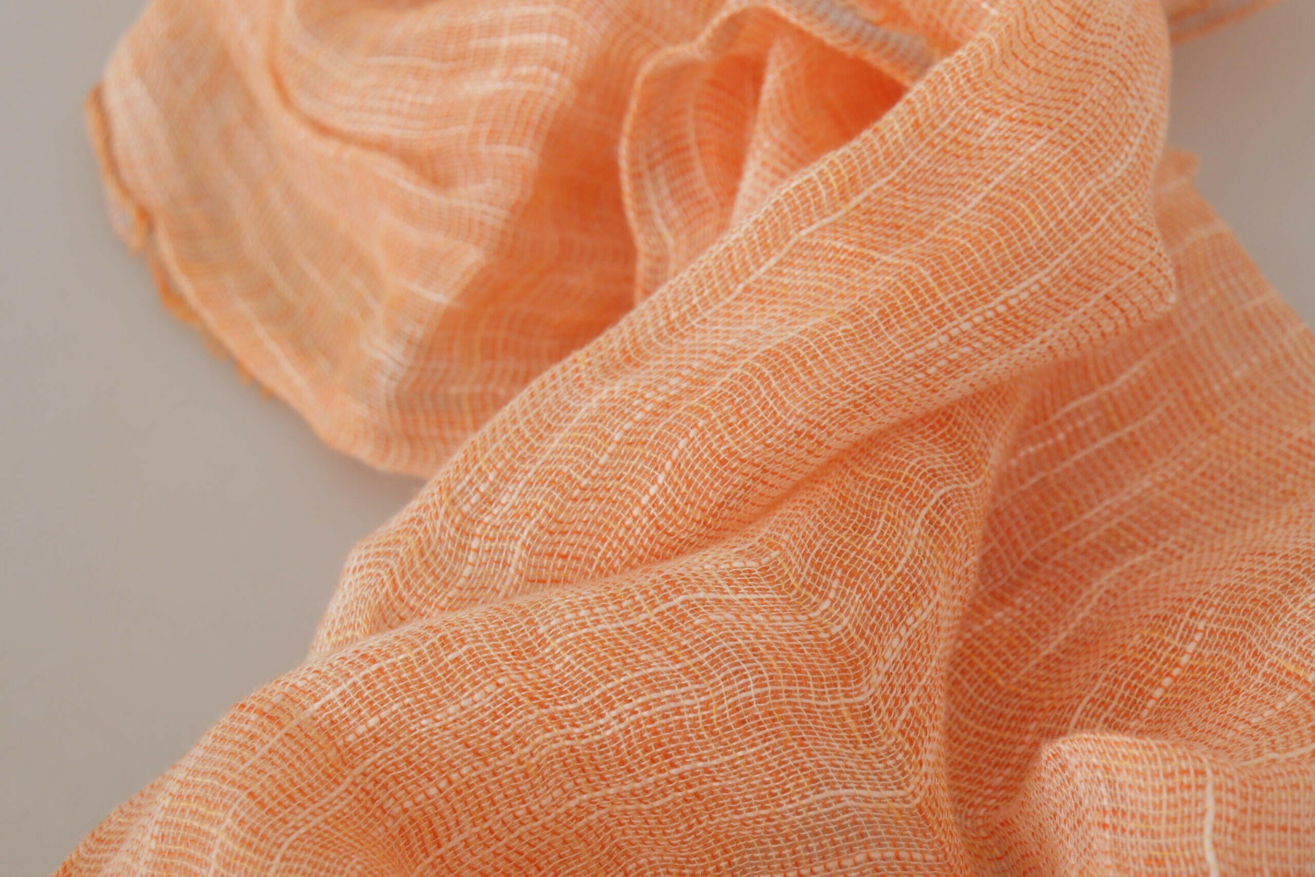 Malo Peach Linen Knitted Shawl Wrap Fringes Scarf.