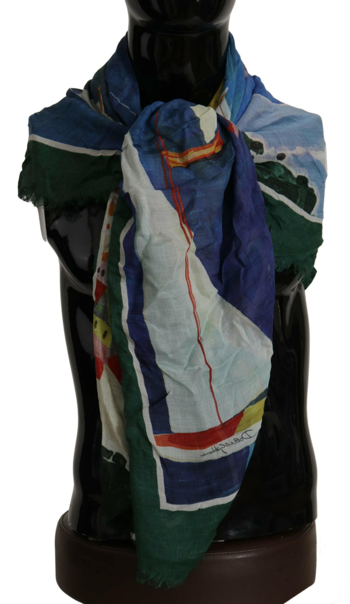 Dolce & Gabbana Multicolor Sorrento DG Shawl Fringe Scarf.