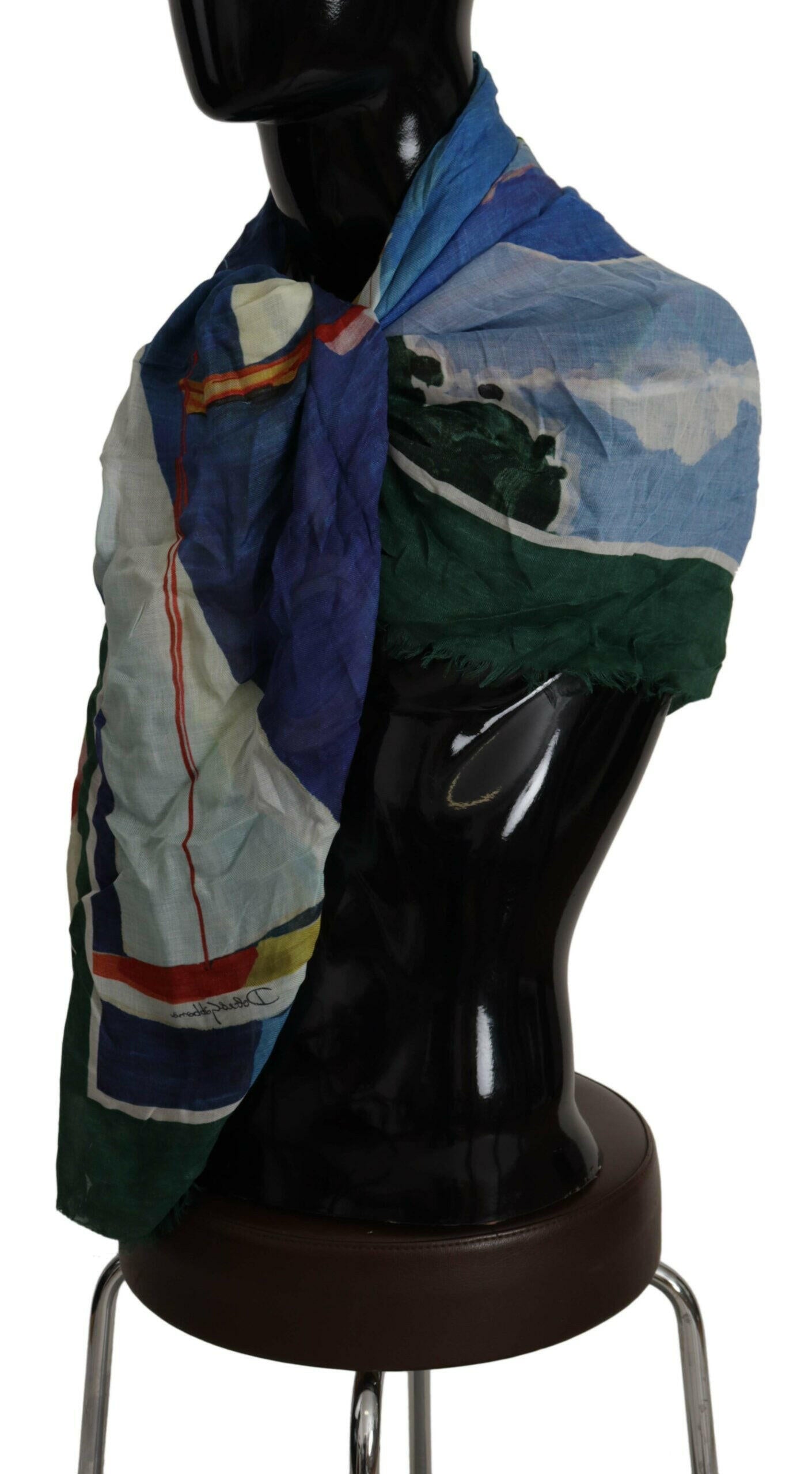 Dolce & Gabbana Multicolor Sorrento DG Shawl Fringe Scarf.