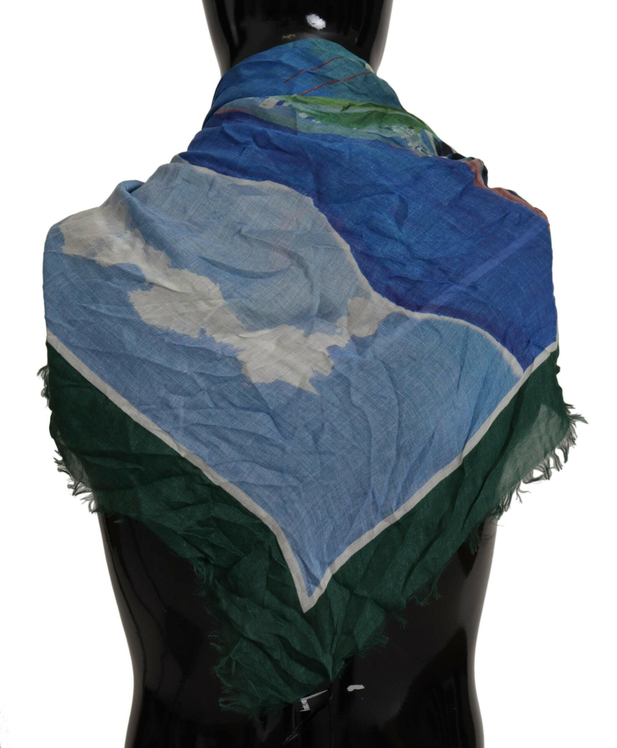 Dolce & Gabbana Multicolor Sorrento DG Shawl Fringe Scarf.