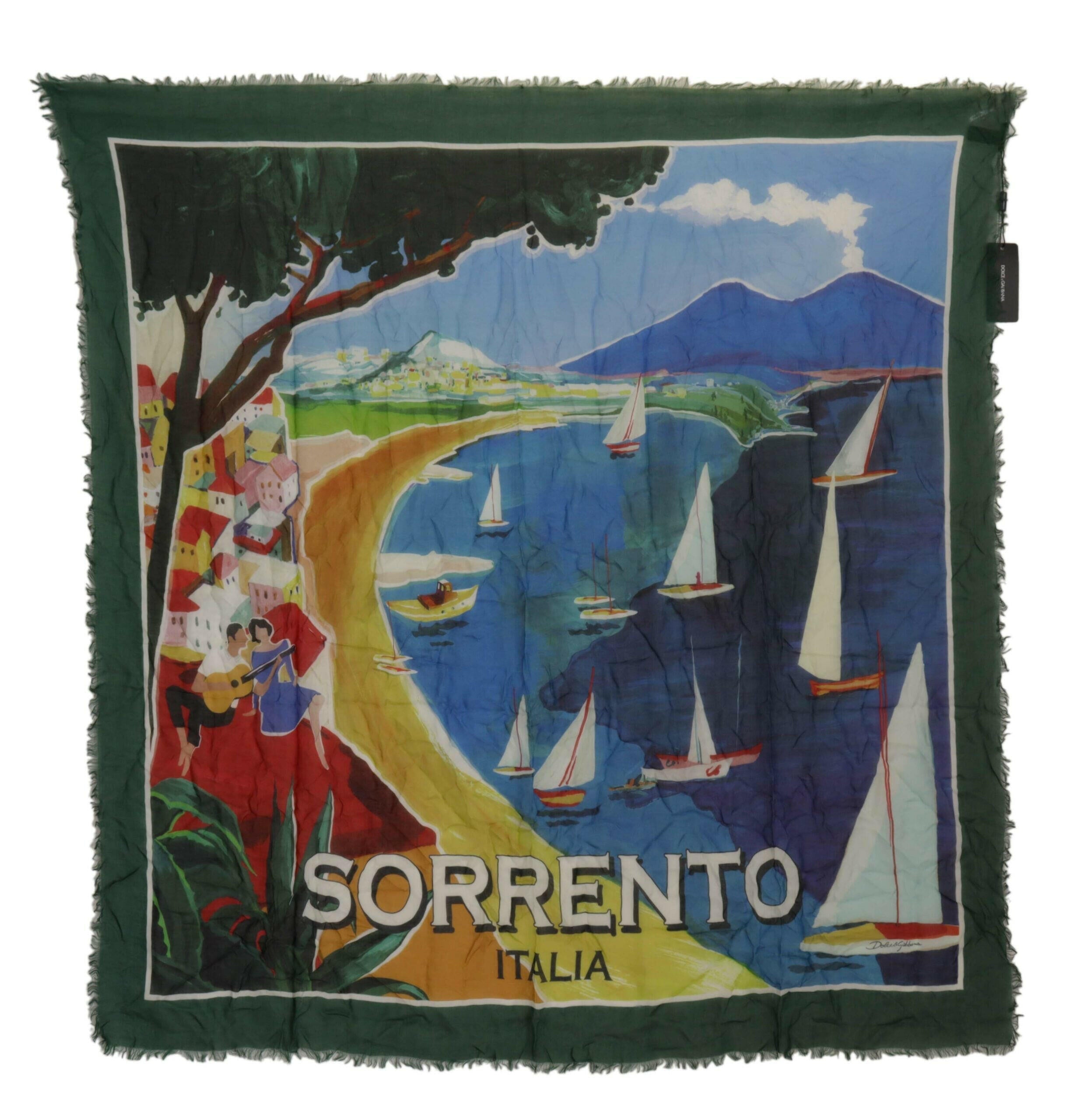 Dolce & Gabbana Multicolor Sorrento DG Shawl Fringe Scarf.