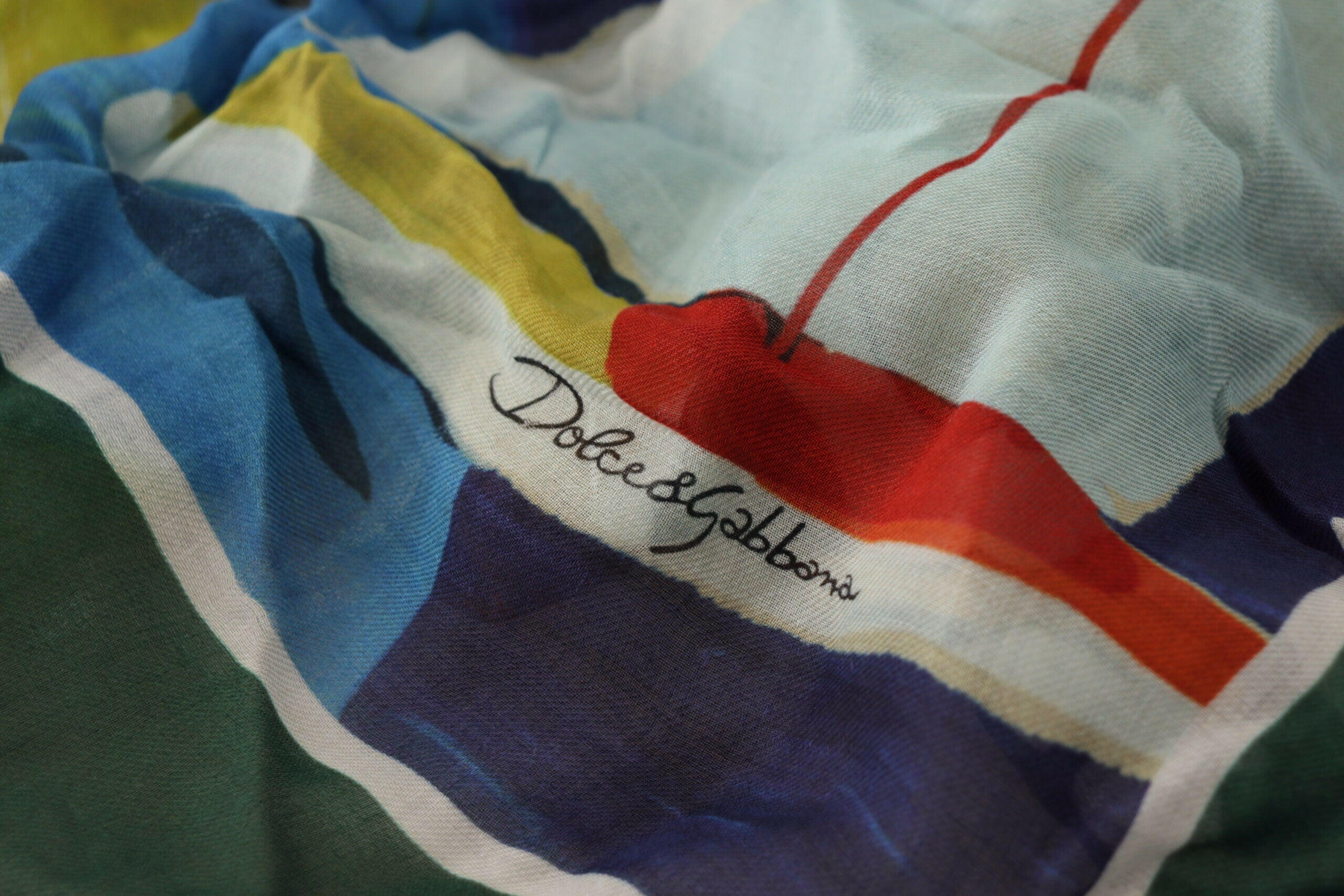 Dolce & Gabbana Multicolor Sorrento DG Shawl Fringe Scarf.