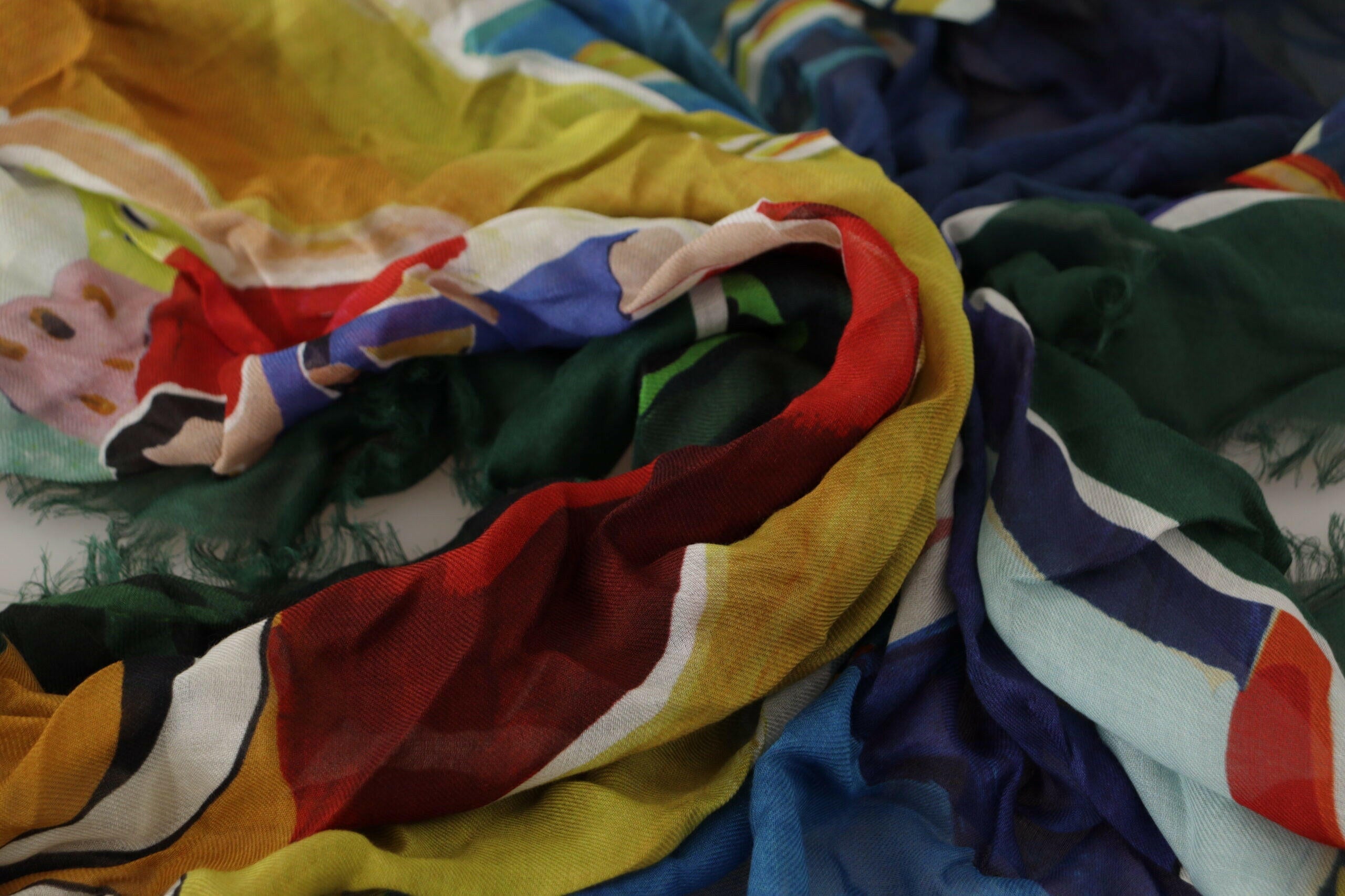Dolce & Gabbana Multicolor Sorrento DG Shawl Fringe Scarf.