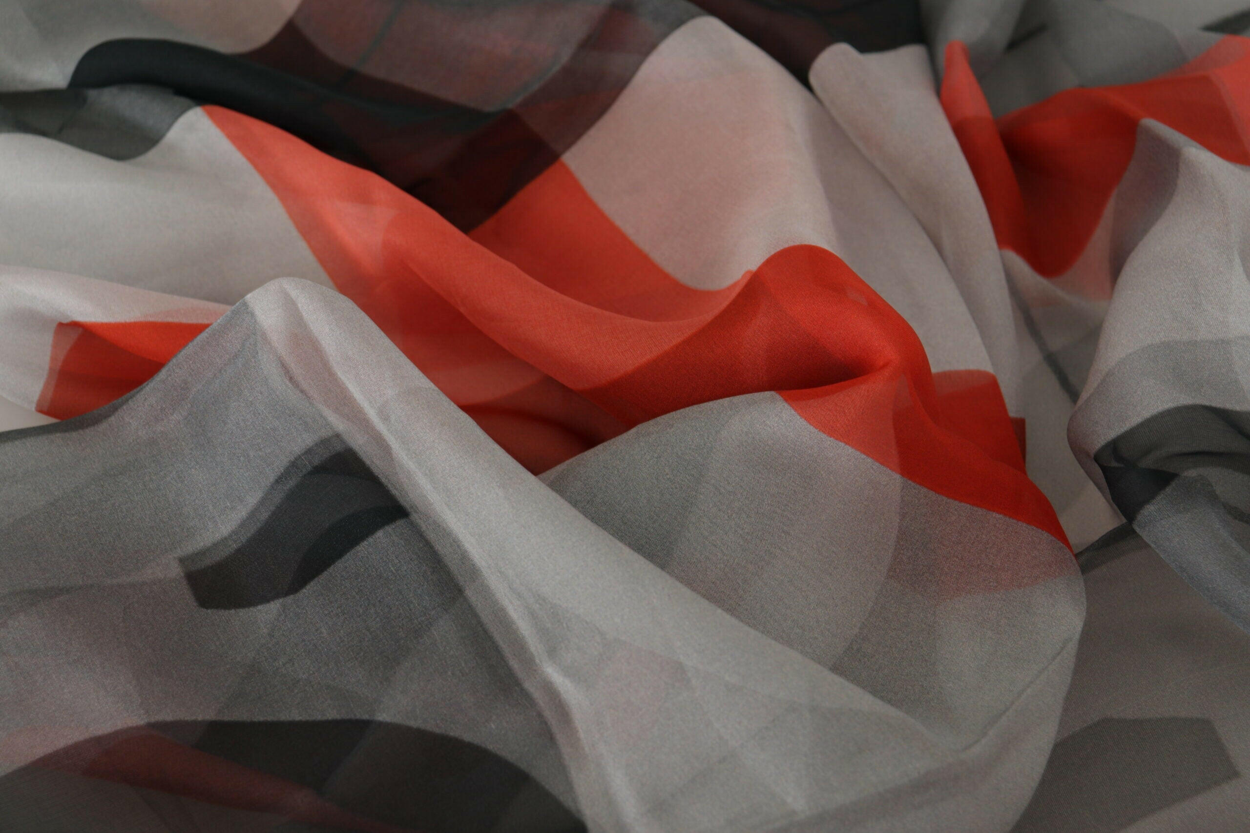 Costume National Gray Red Shawl Foulard Wrap  Scarf.