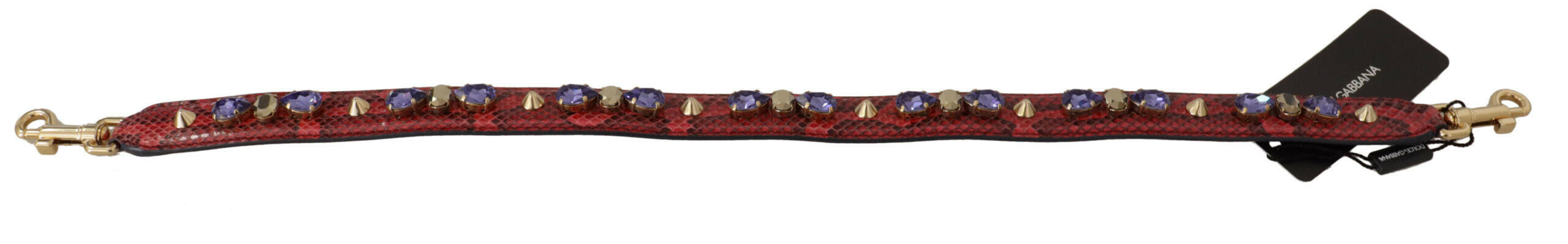 Dolce & Gabbana Red Exotic Leather Crystals Bag Shoulder Strap.