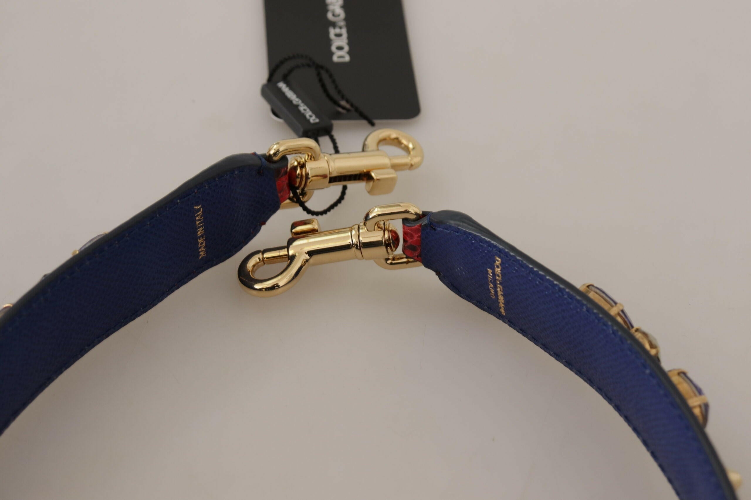 Dolce & Gabbana Red Exotic Leather Crystals Bag Shoulder Strap.