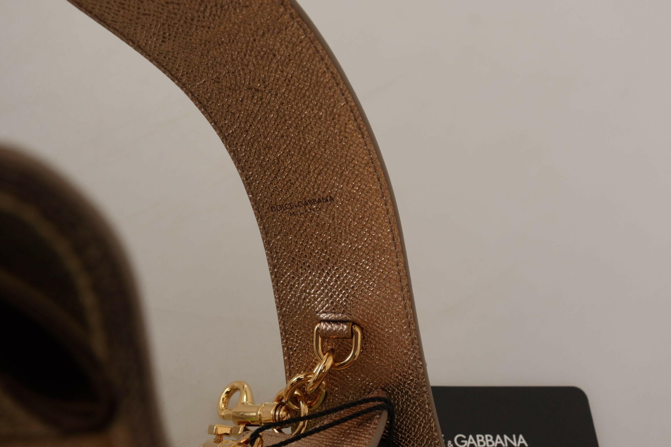 Dolce & Gabbana Gold Leather LOVE Patch Bag Shoulder Strap.