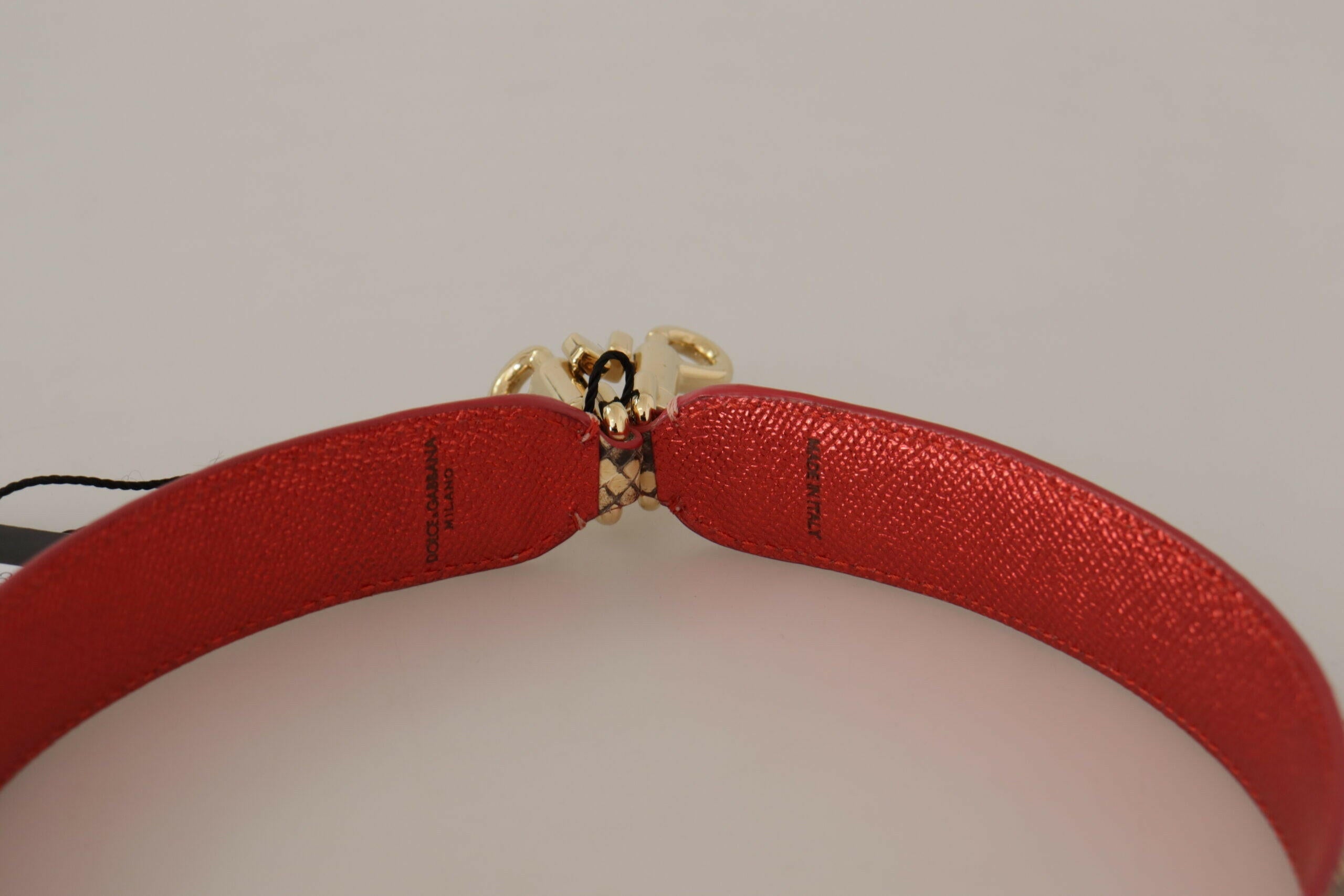 Dolce & Gabbana Beige Exotic Leather Crystals Shoulder Strap.