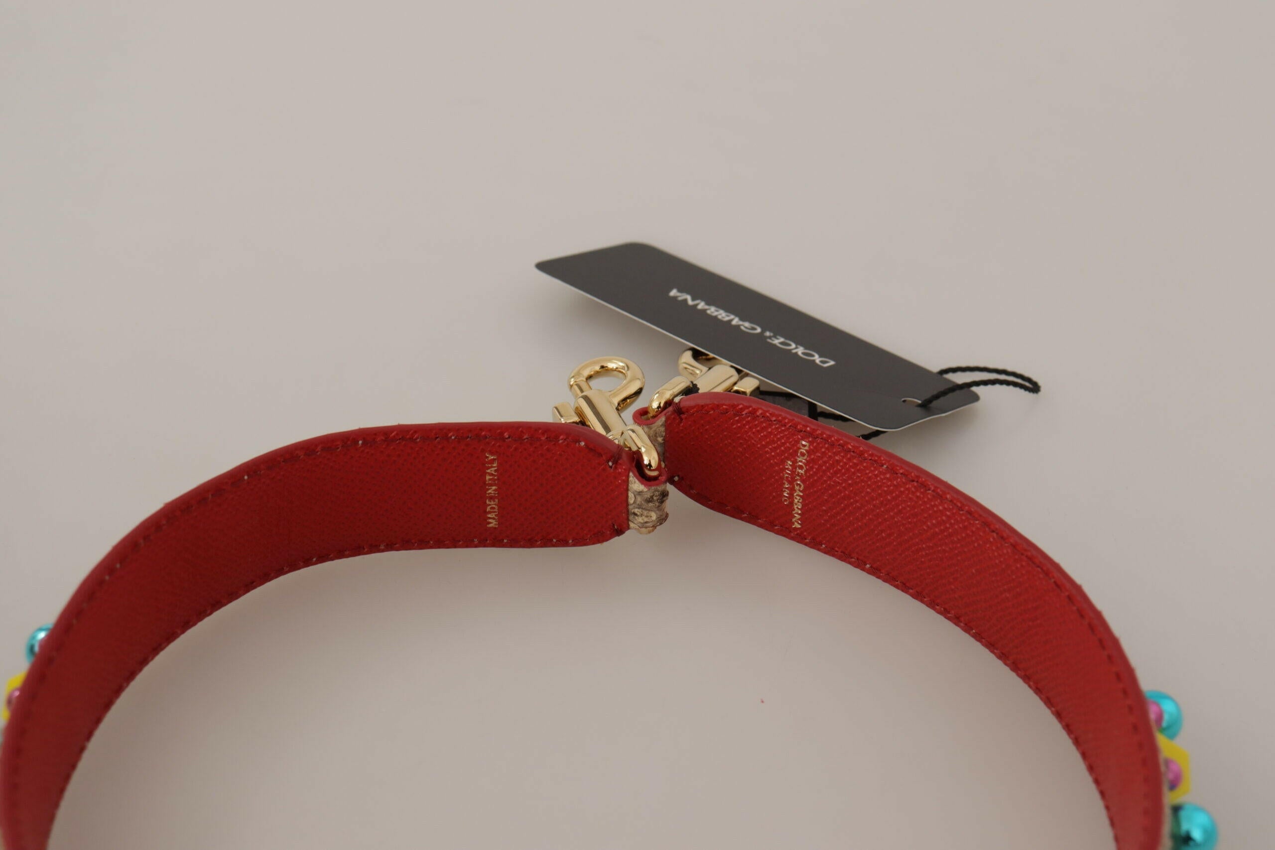 Dolce & Gabbana Beige Python Leather Crystals Shoulder Strap.