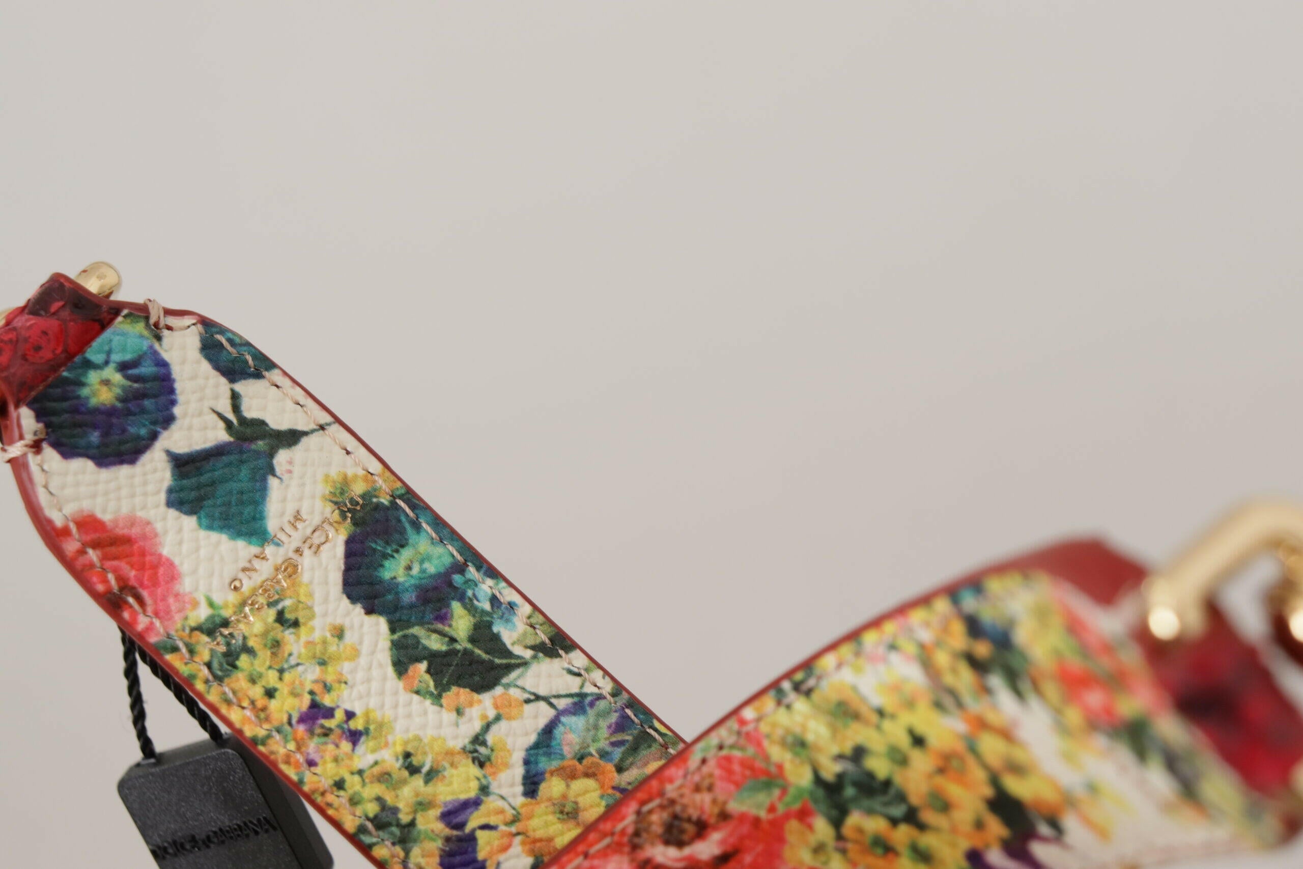 Dolce & Gabbana Red Exotic Leather Crystals Reversible Shoulder Strap.