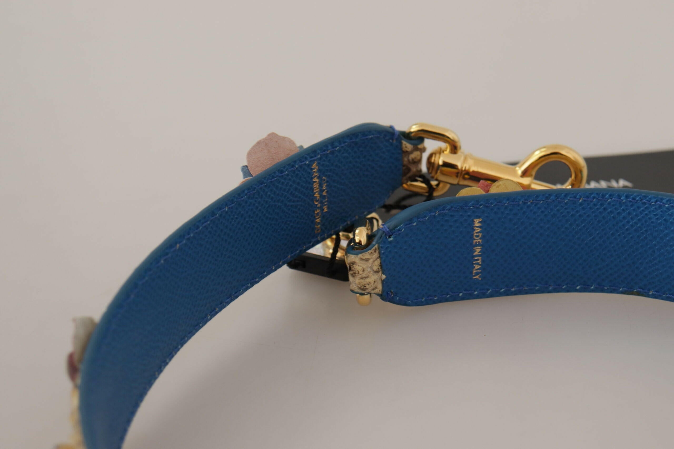 Dolce & Gabbana Beige Python Leather Floral Studded Shoulder Strap.