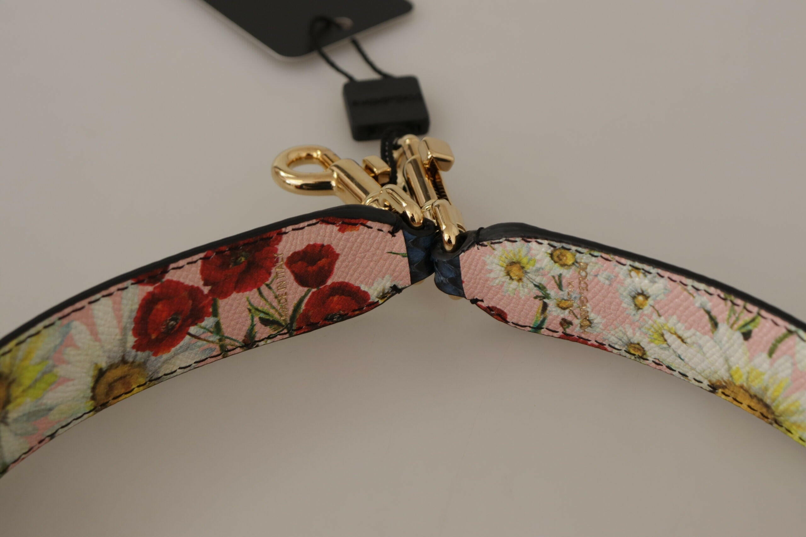 Dolce & Gabbana Blue Exotic Leather Crystals Reversible Shoulder Strap.