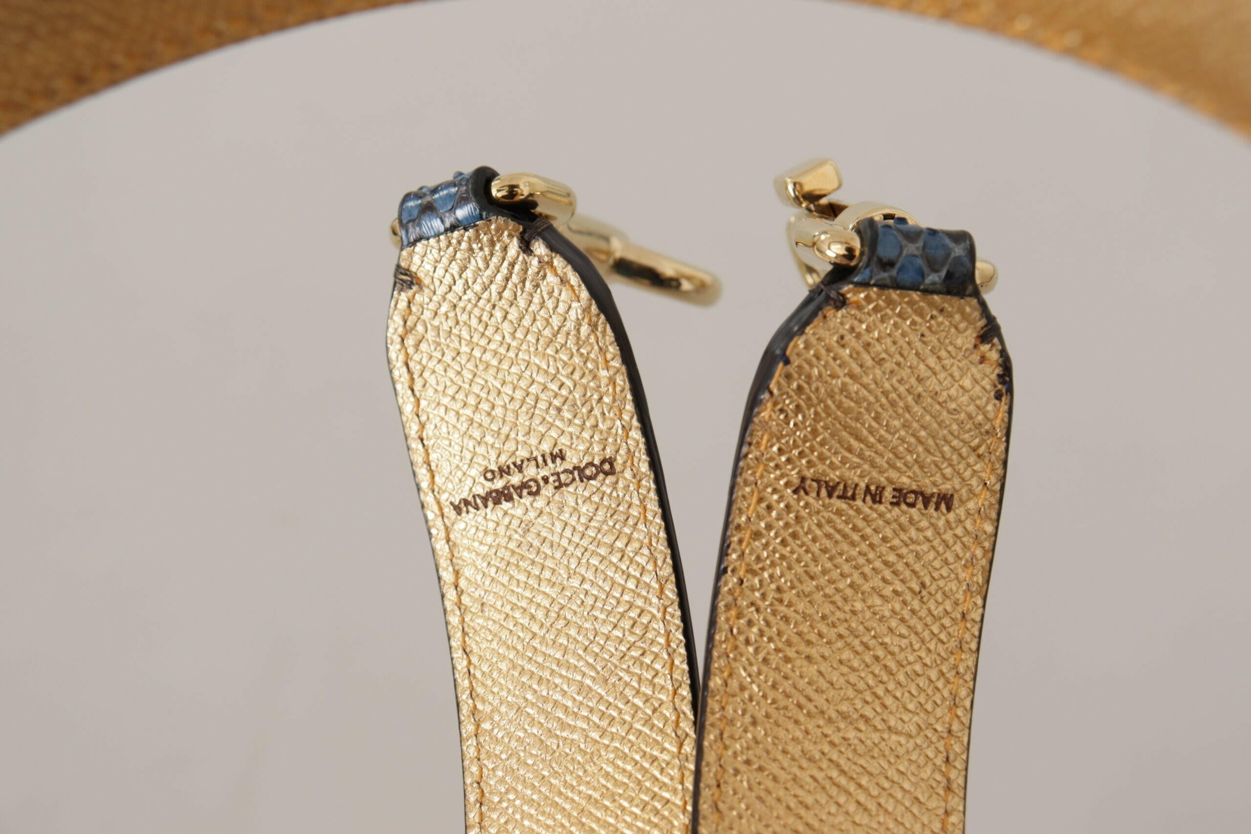 Dolce & Gabbana Blue Exotic Leather Crystals Shoulder Strap.