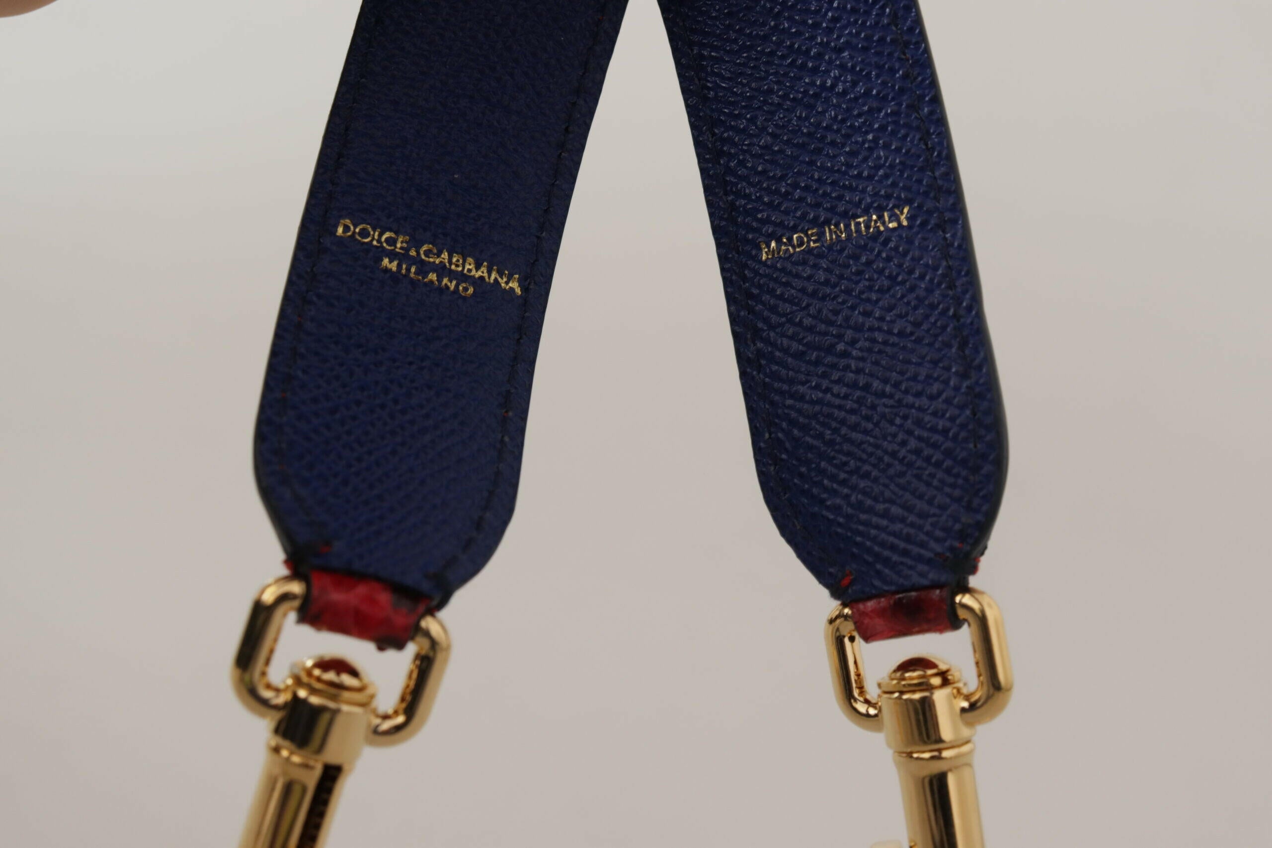 Dolce & Gabbana Red Exotic Leather Crystals Shoulder Strap.