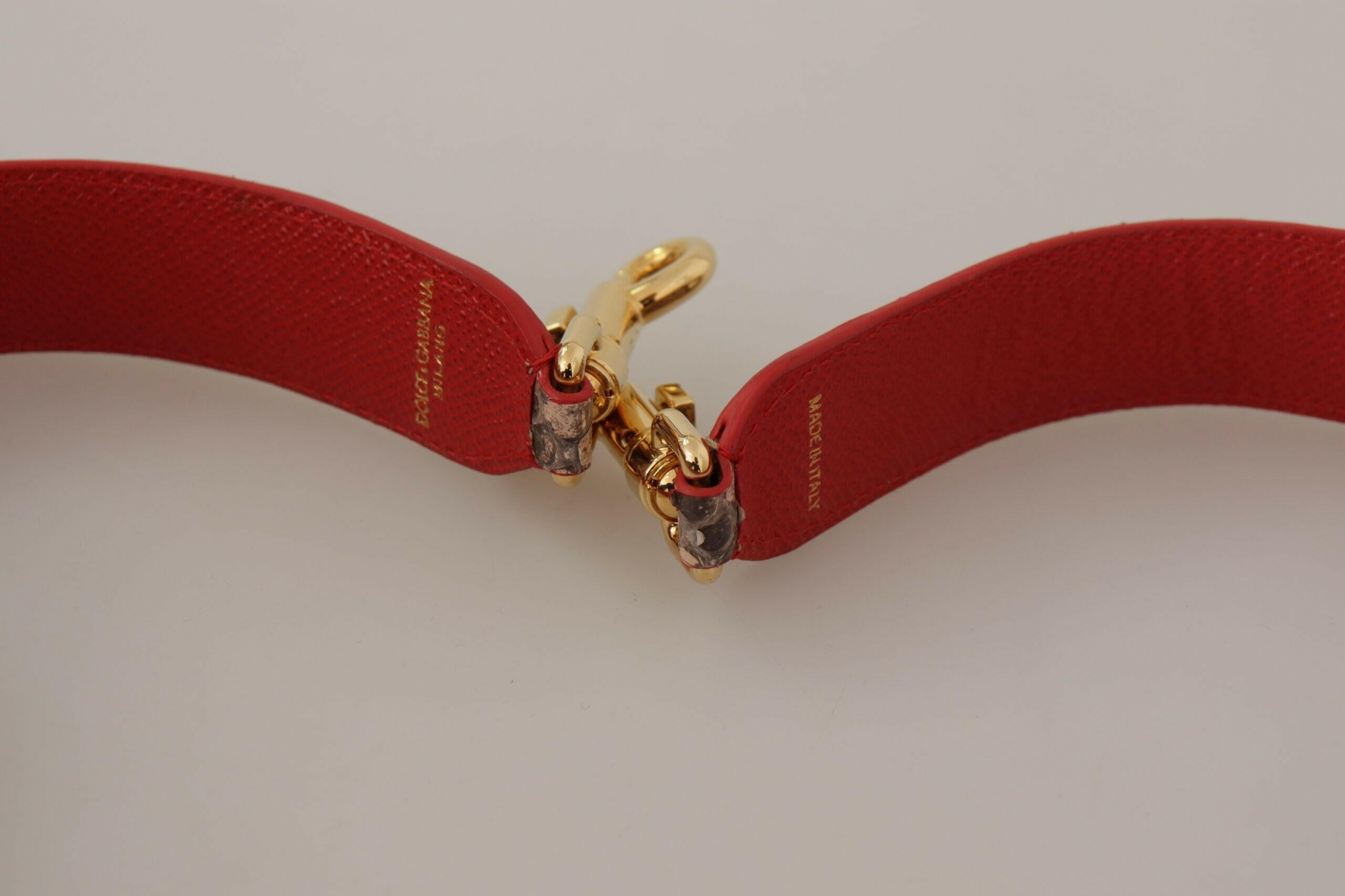 Dolce & Gabbana Brown Python Leather Crystals Shoulder Strap.