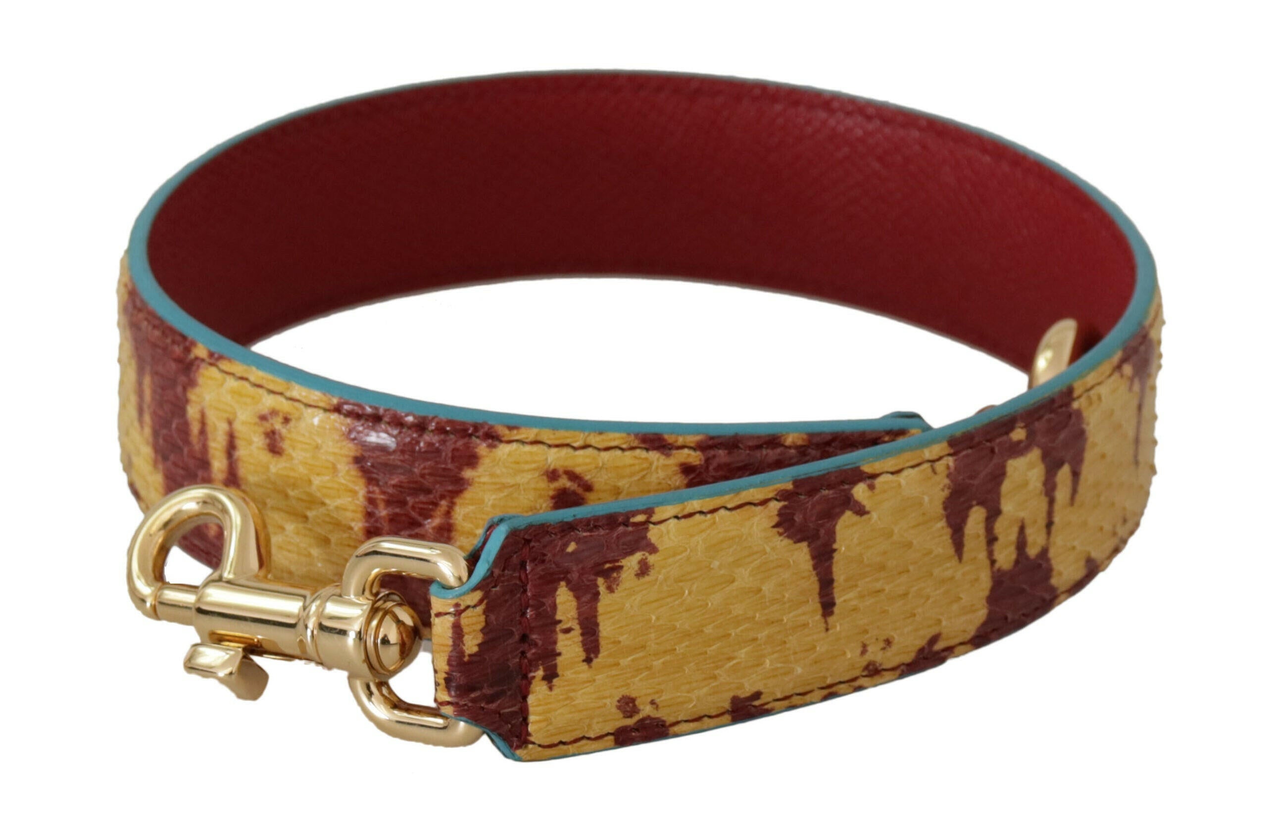 Dolce & Gabbana Yellow Red Leather Gold Tone Shoulder Strap.