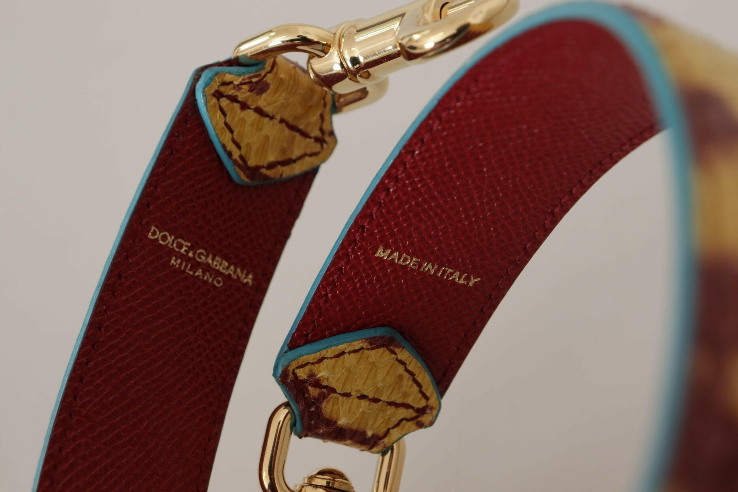 Dolce & Gabbana Yellow Red Leather Gold Tone Shoulder Strap.
