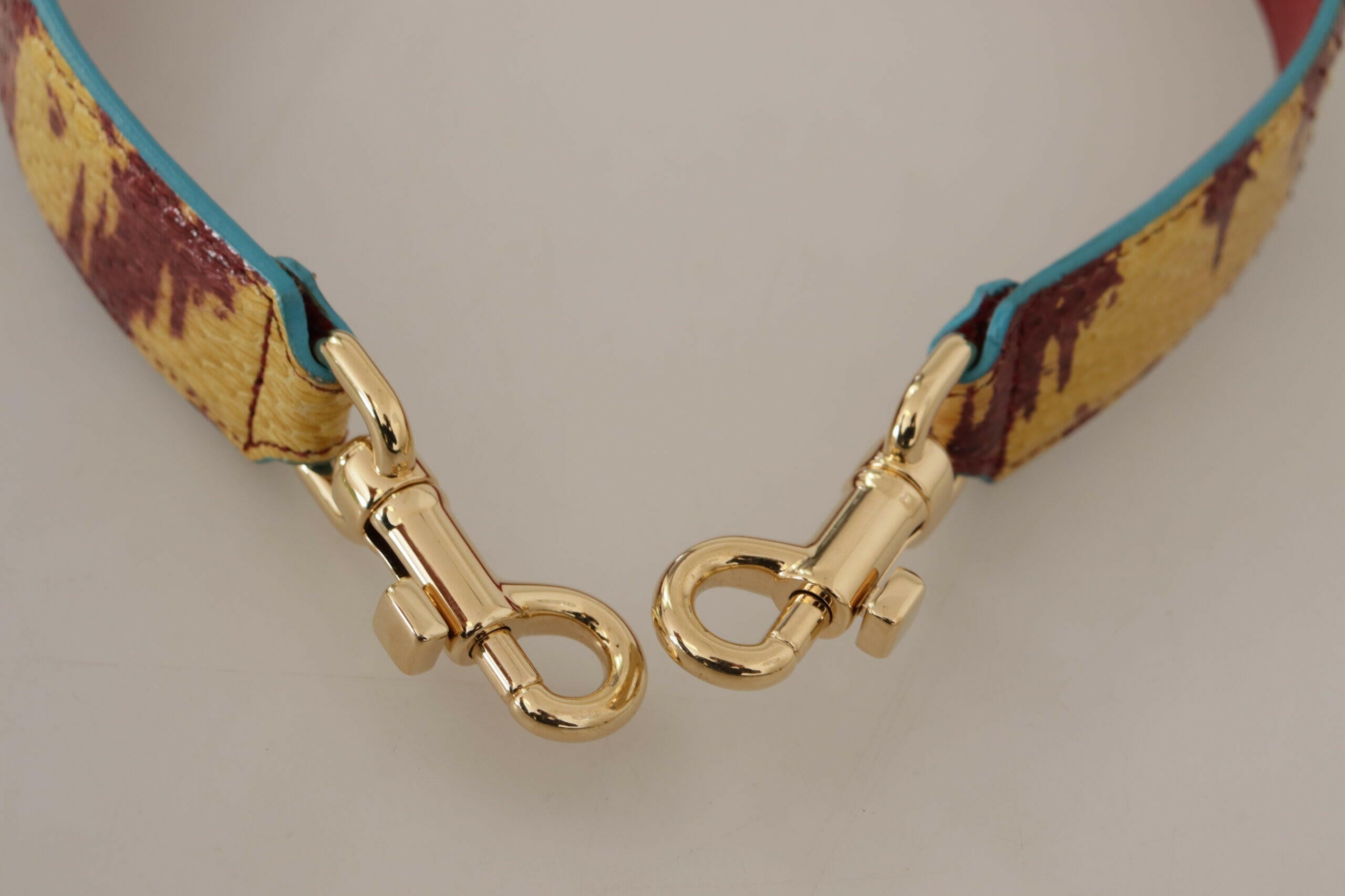 Dolce & Gabbana Yellow Red Leather Gold Tone Shoulder Strap.