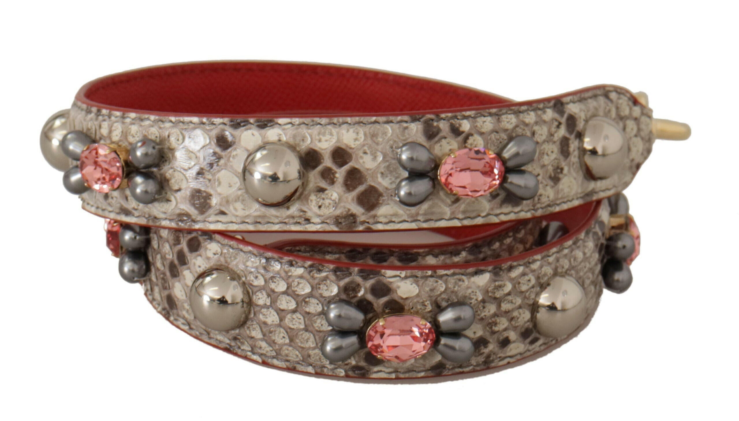 Dolce & Gabbana Beige Exotic Leather Studded Shoulder Strap.