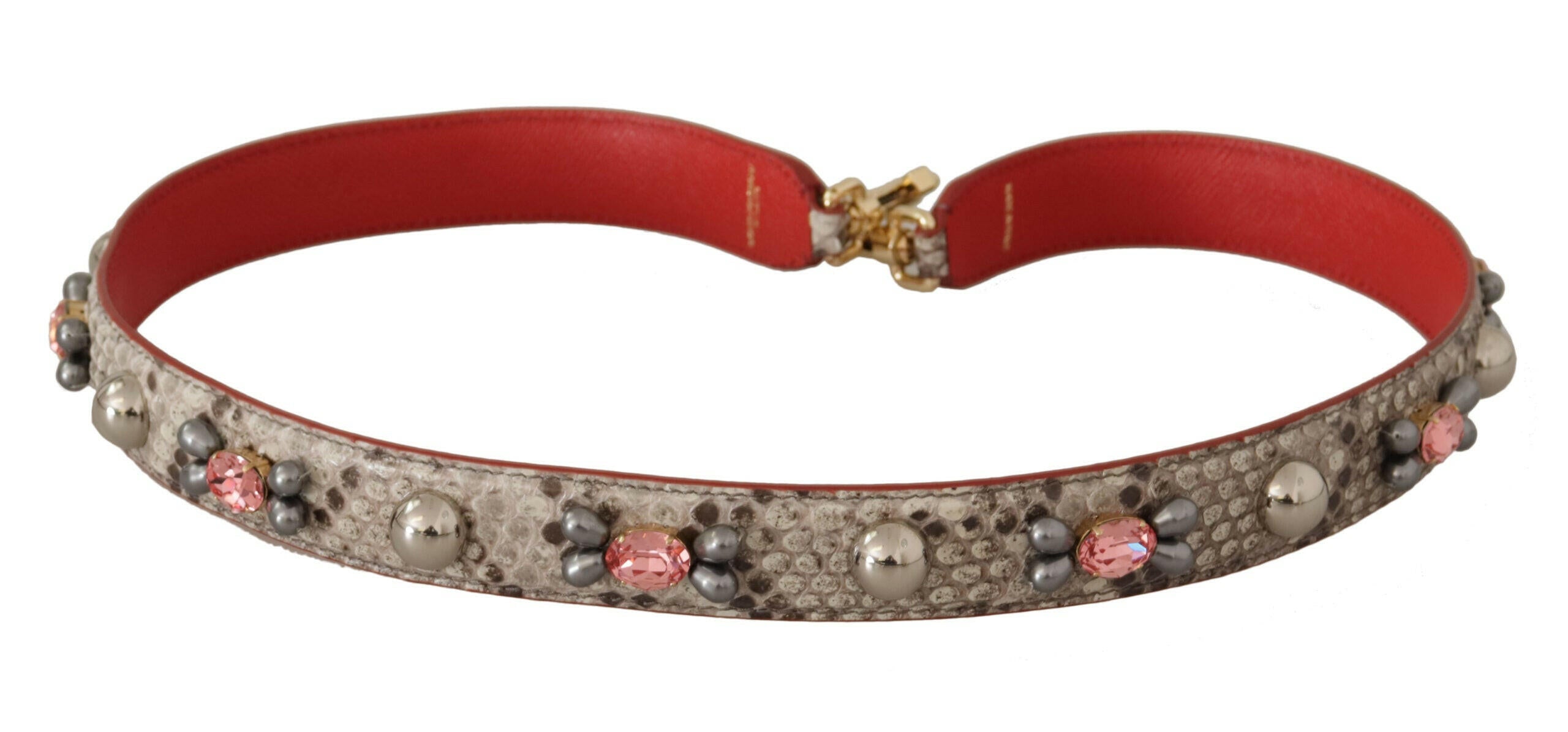 Dolce & Gabbana Beige Exotic Leather Studded Shoulder Strap.