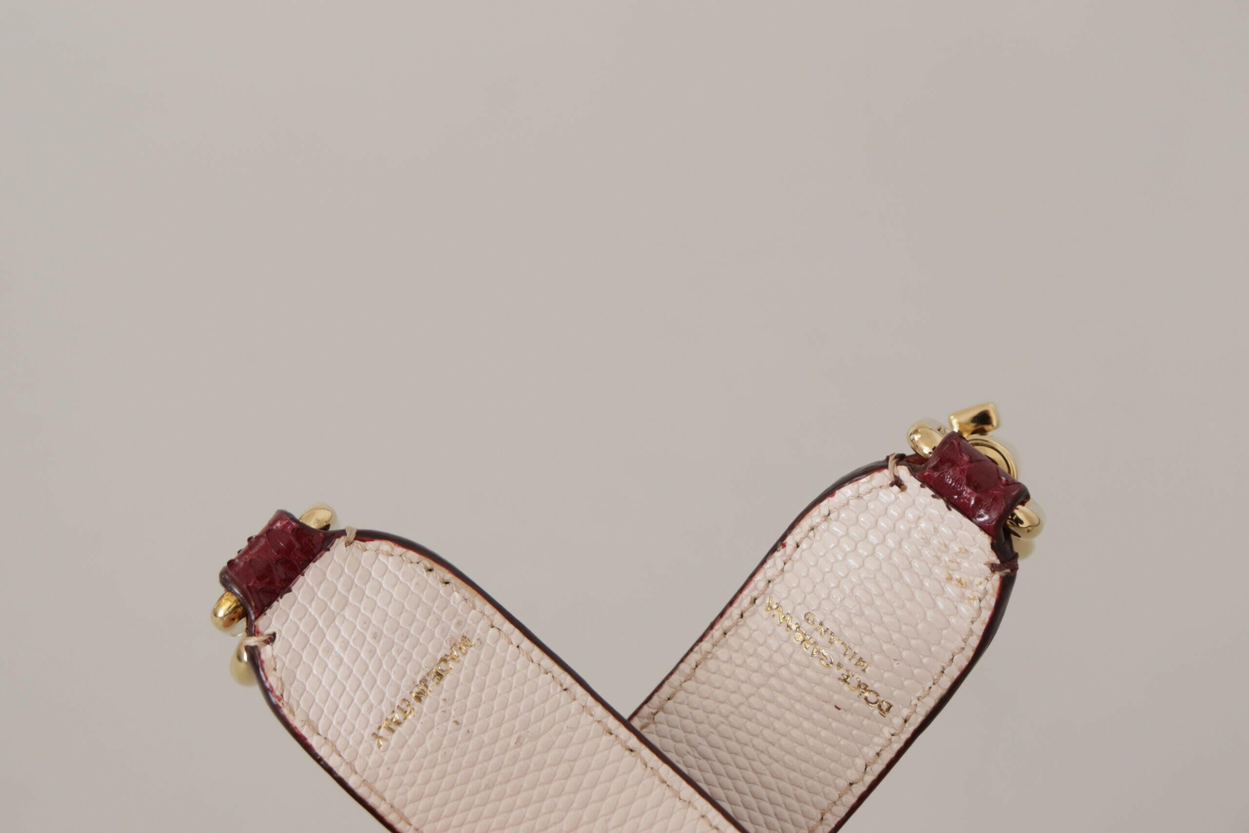 Dolce & Gabbana Bordeaux Leather Crystals Bag Shoulder Strap.
