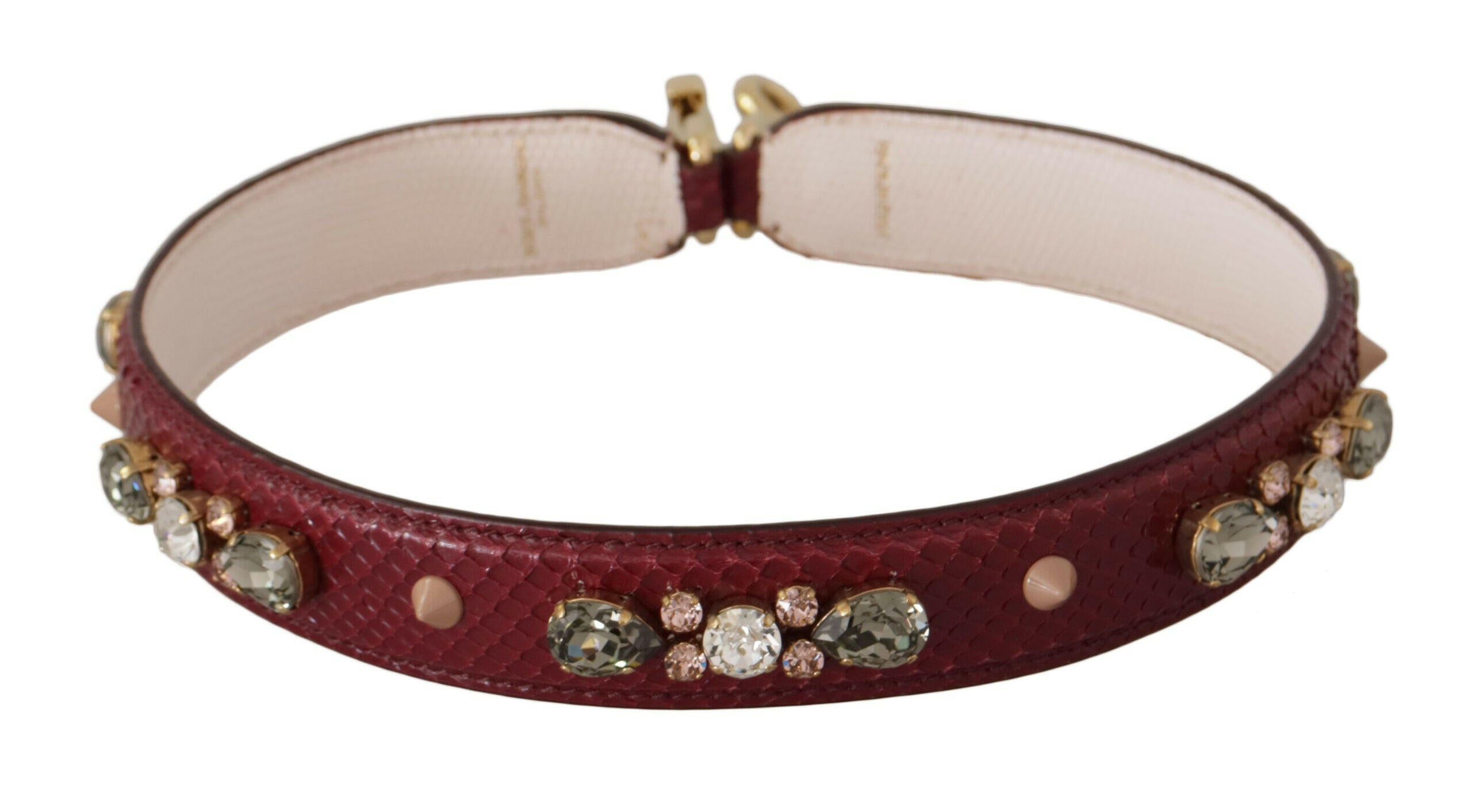 Dolce & Gabbana Bordeaux Leather Crystals Bag Shoulder Strap.