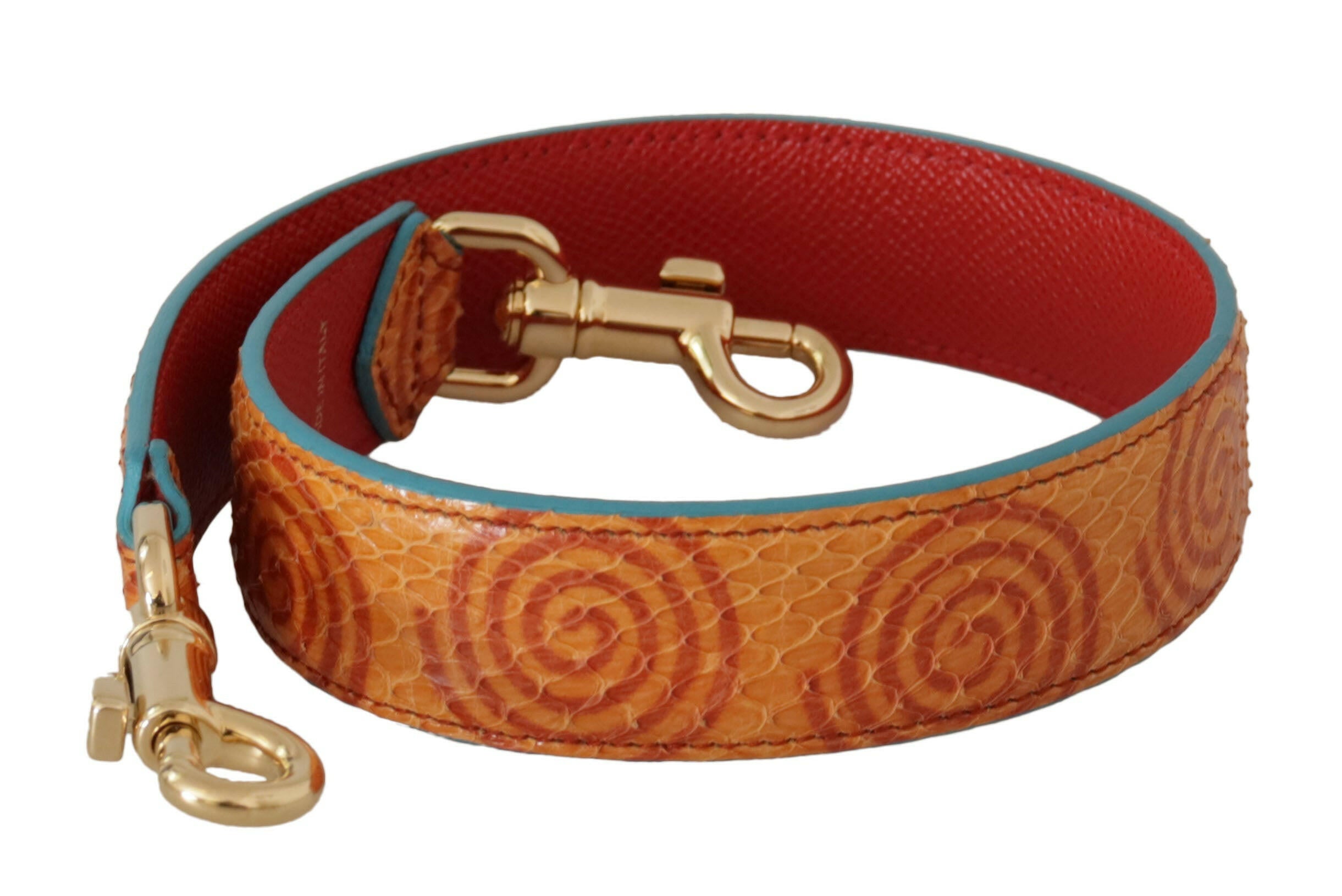 Dolce & Gabbana Orange Leather Swirl Print Bag Shoulder Strap.