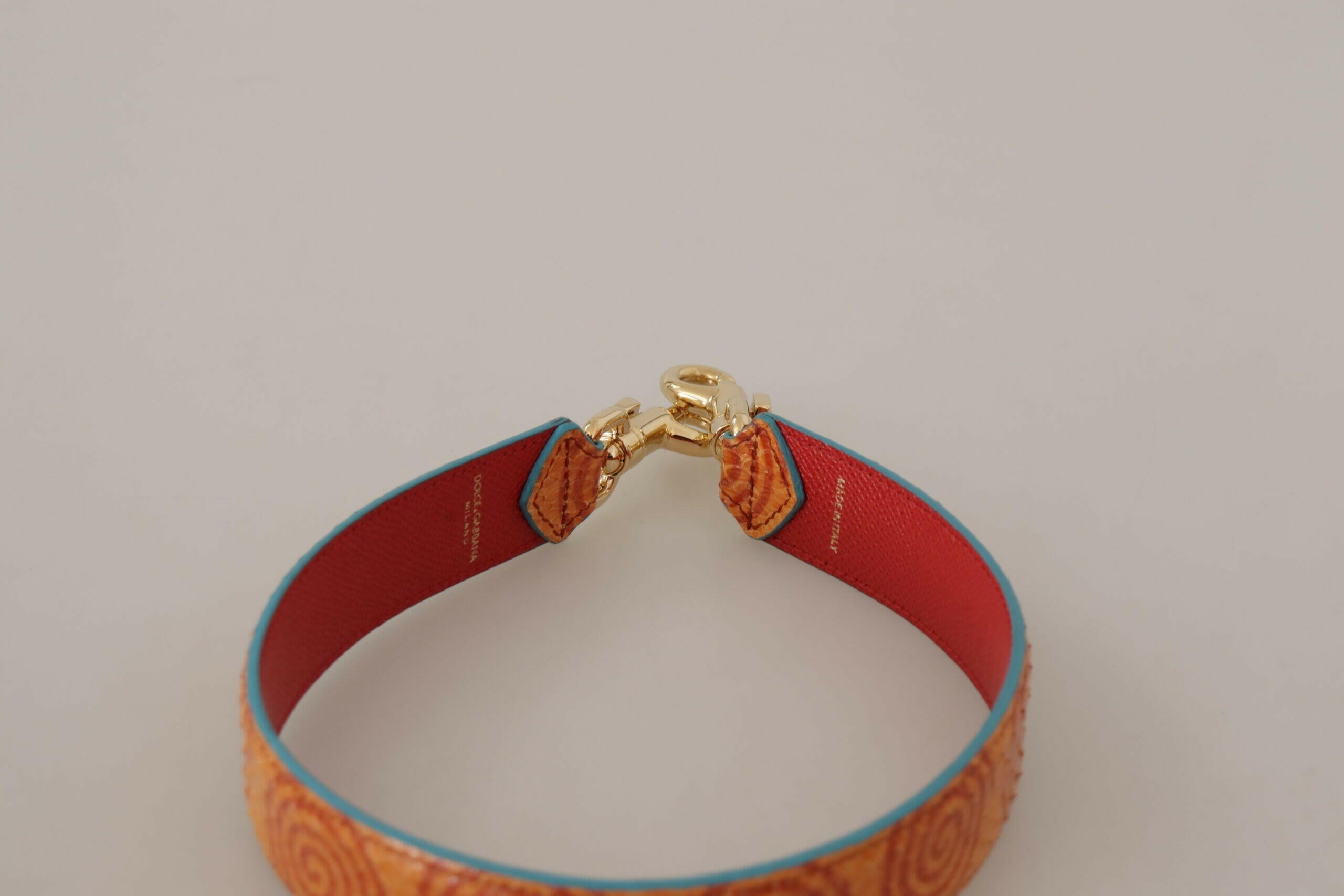 Dolce & Gabbana Orange Leather Swirl Print Bag Shoulder Strap.